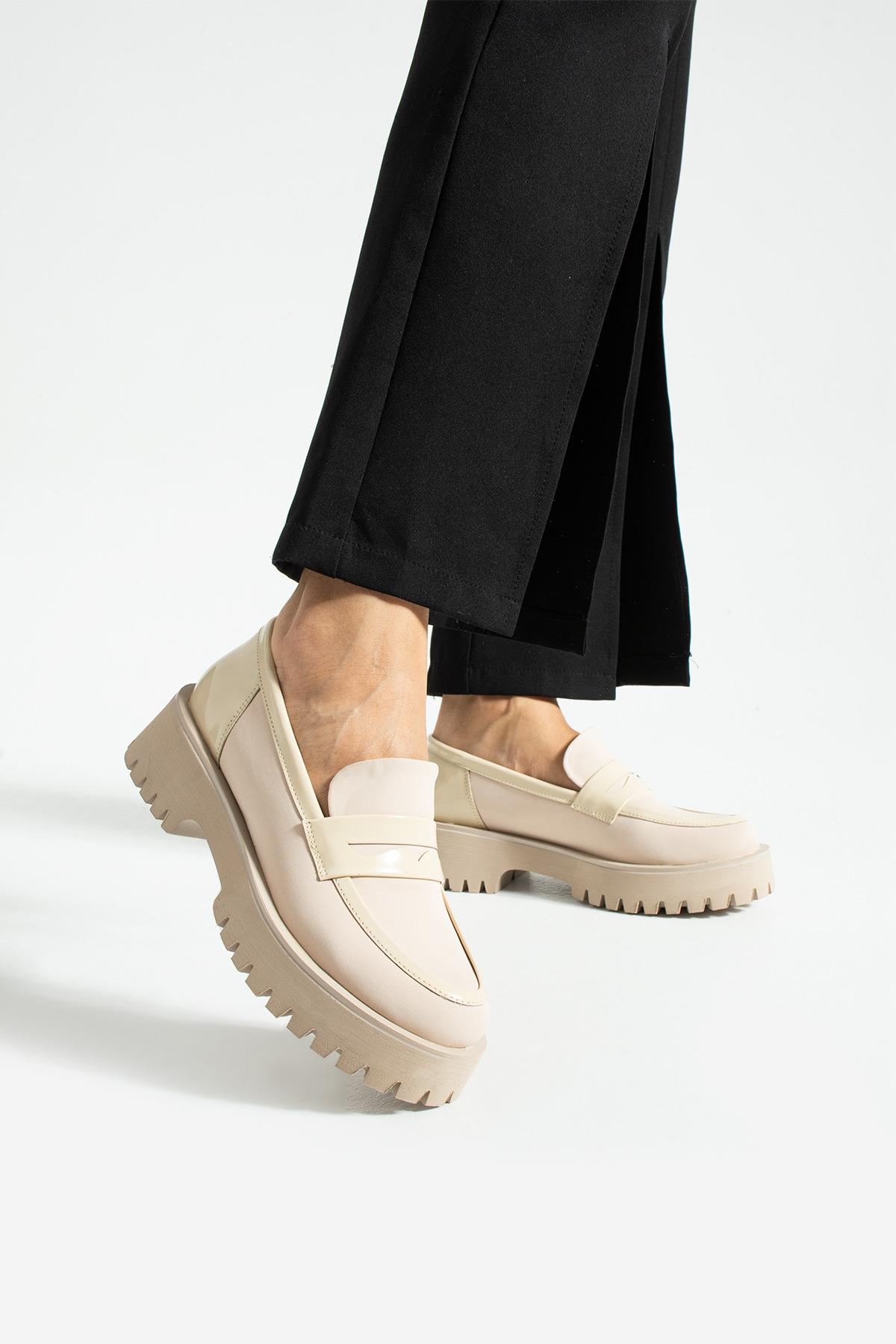 Kadın Yüksek Taban Günlük Loafer Vela - Bej