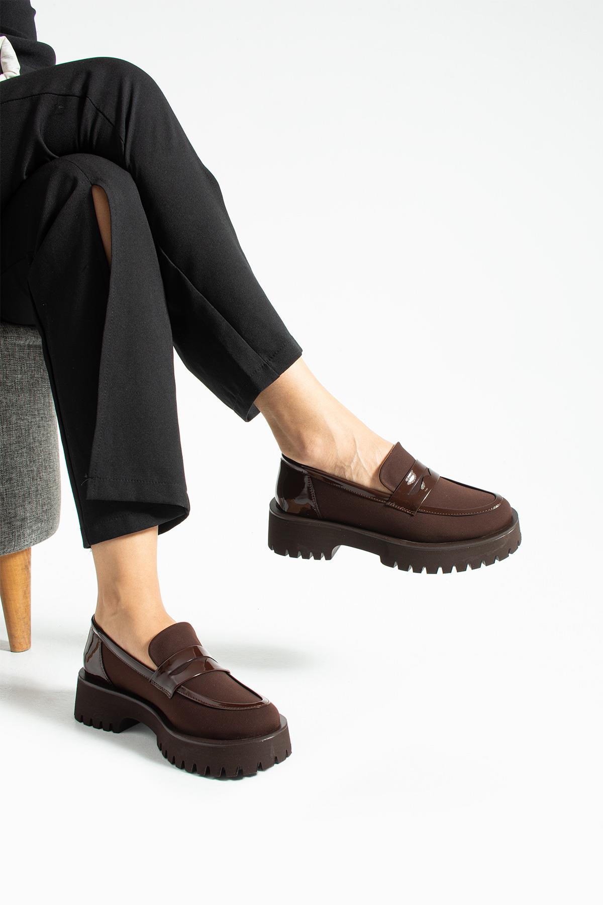 Kadın Yüksek Taban Günlük Loafer Vela - Kahve