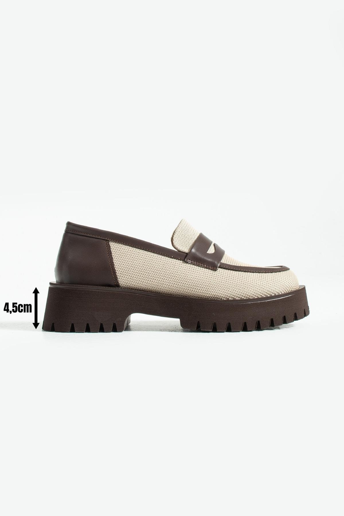 Kadın Yüksek Taban Günlük Loafer Vela - Bej ve Kahverengi
