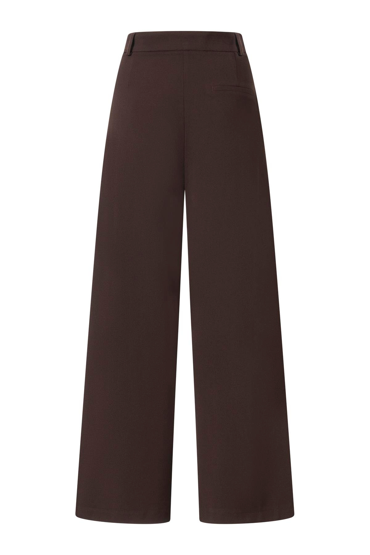 Acı Kahve Düğme Detay Yüksek Bel Palazzo Pantolon ACI KAHVE