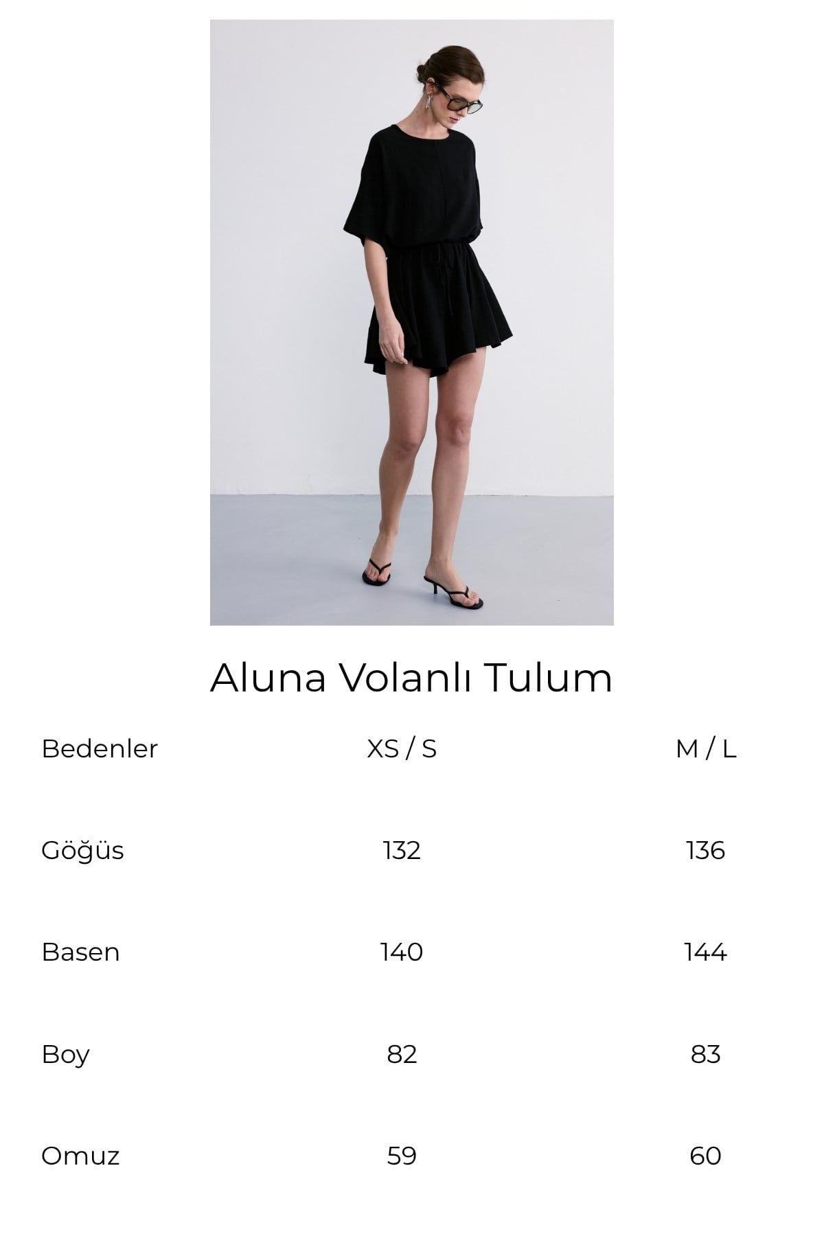 Aluna Volanlı Tulum Siyah