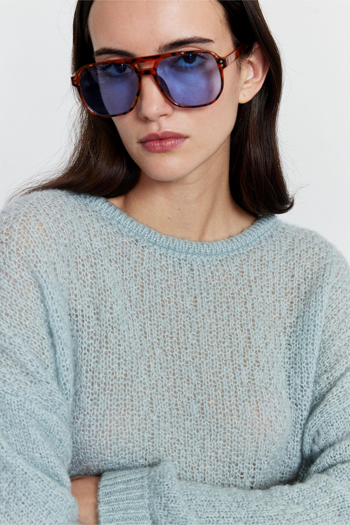 Arkadan Düğmeli Kazak Mint