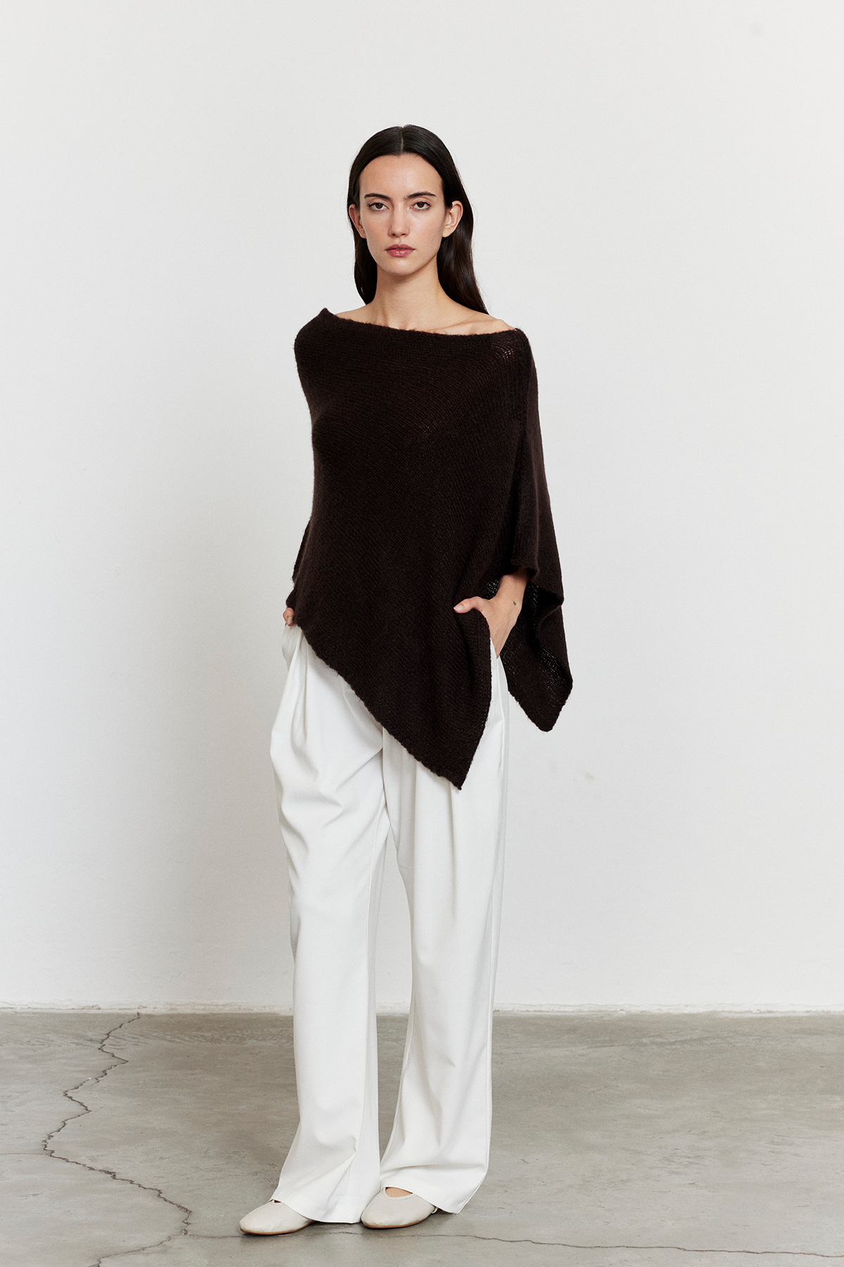 Asimetrik Kesim Triko Panço Acı Kahve