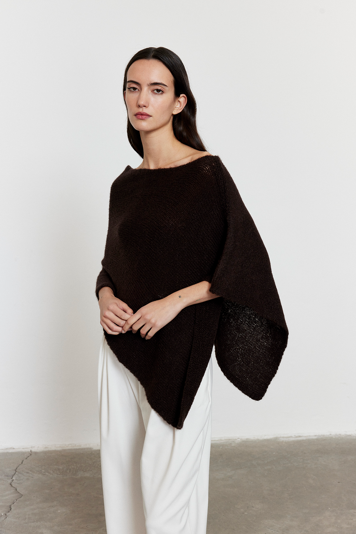 Asimetrik Kesim Triko Panço Acı Kahve