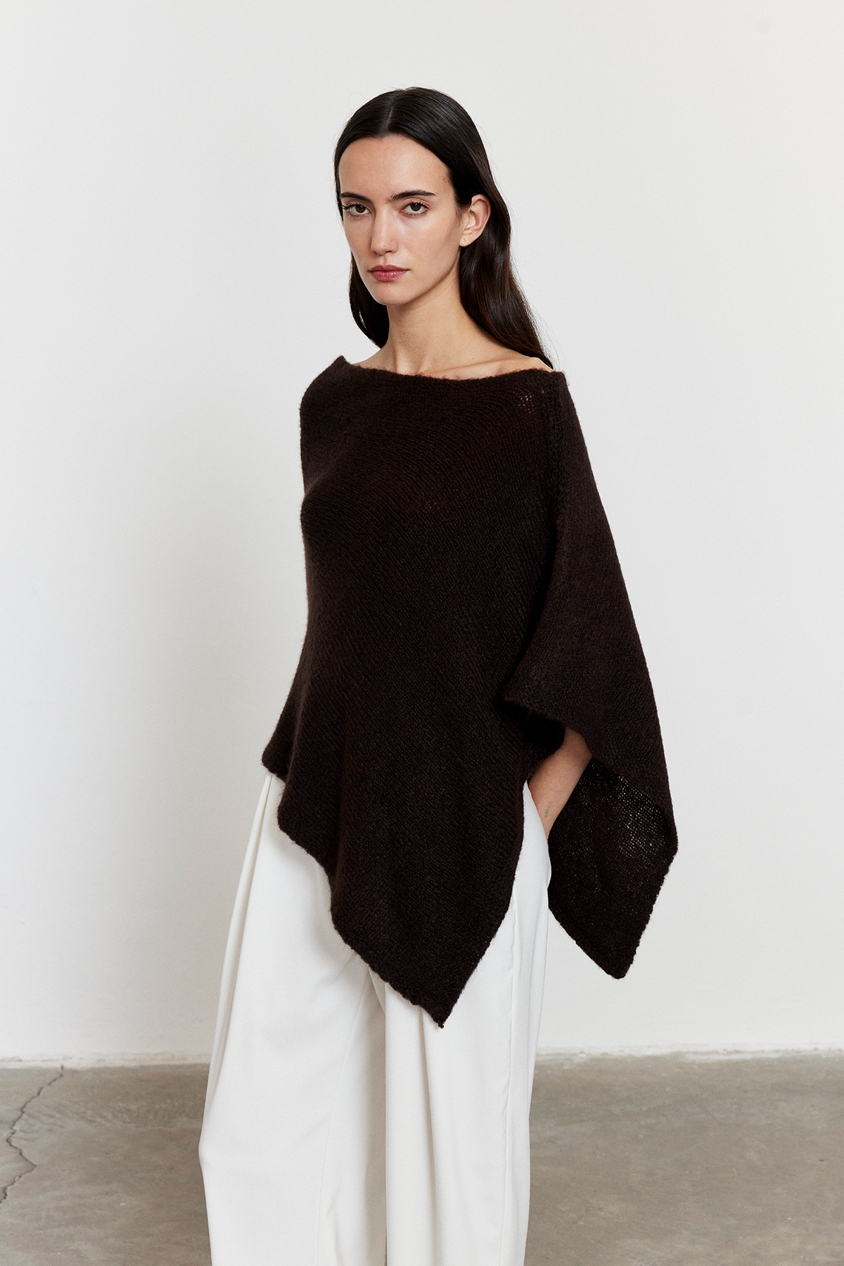 Asimetrik Kesim Triko Panço Acı Kahve