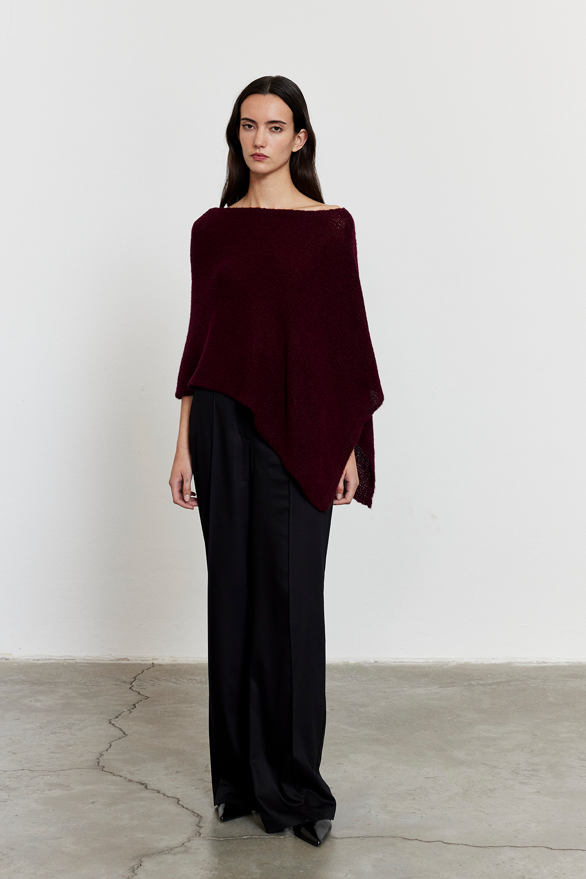 Asimetrik Kesim Triko Panço Bordo