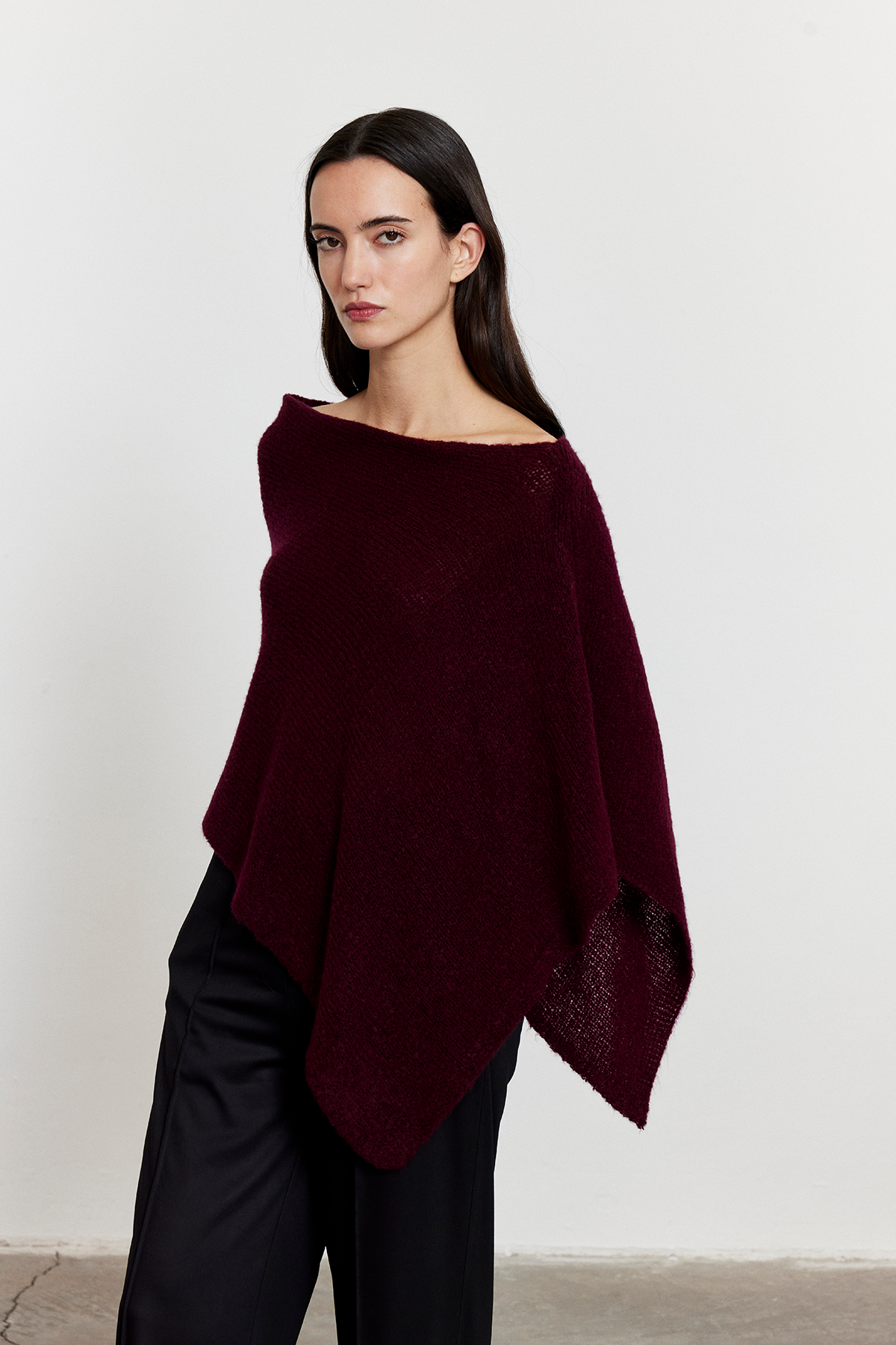 Asimetrik Kesim Triko Panço Bordo