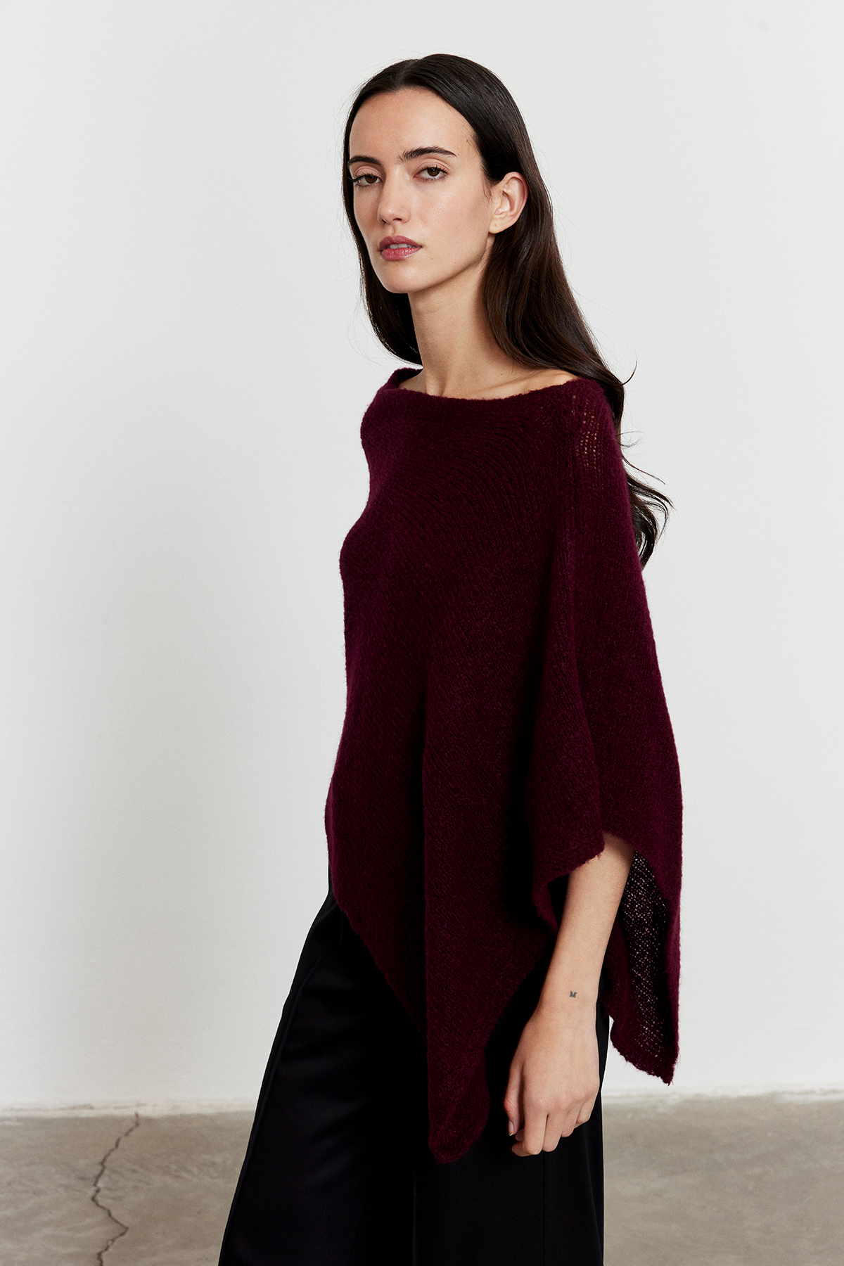 Asimetrik Kesim Triko Panço Bordo