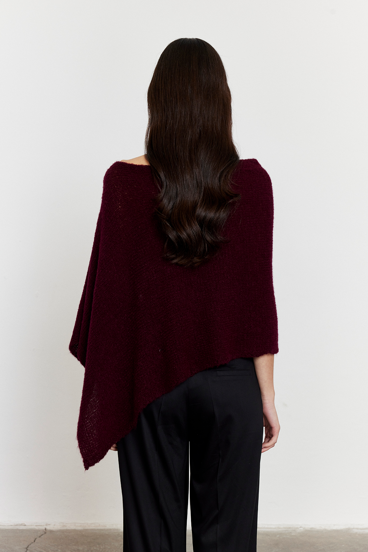 Asimetrik Kesim Triko Panço Bordo