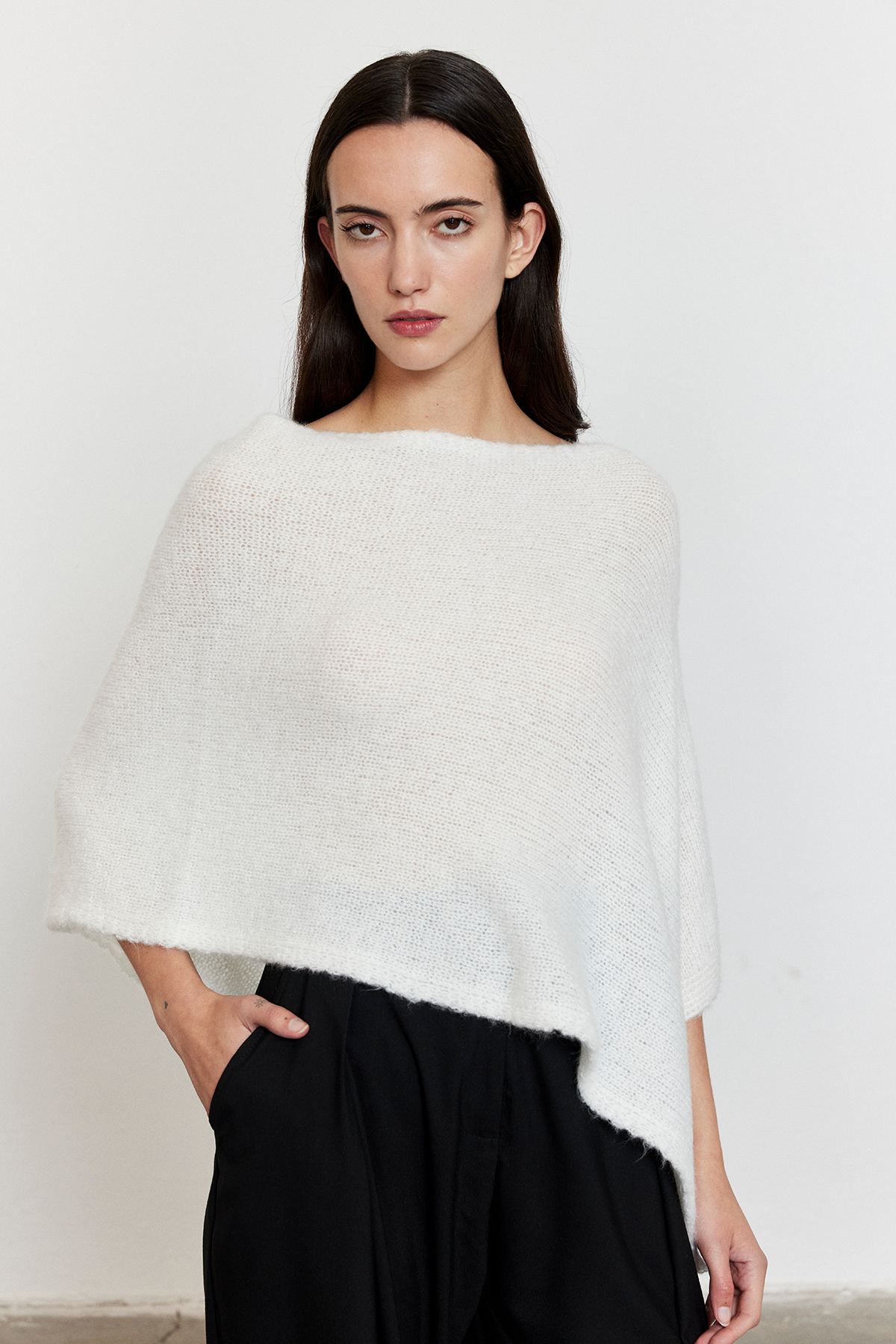 Asimetrik Kesim Triko Panço Ekru