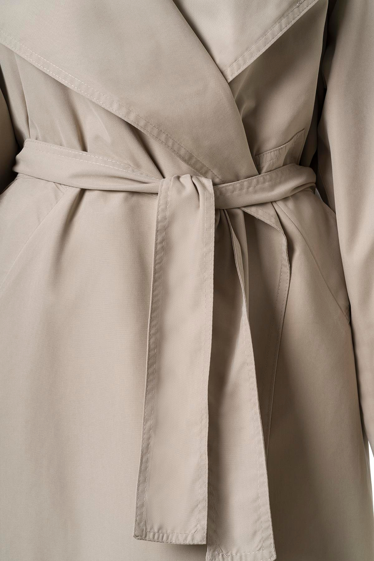 Bej Kuşaklı Mevsimlik İnce Trençkot BEJ