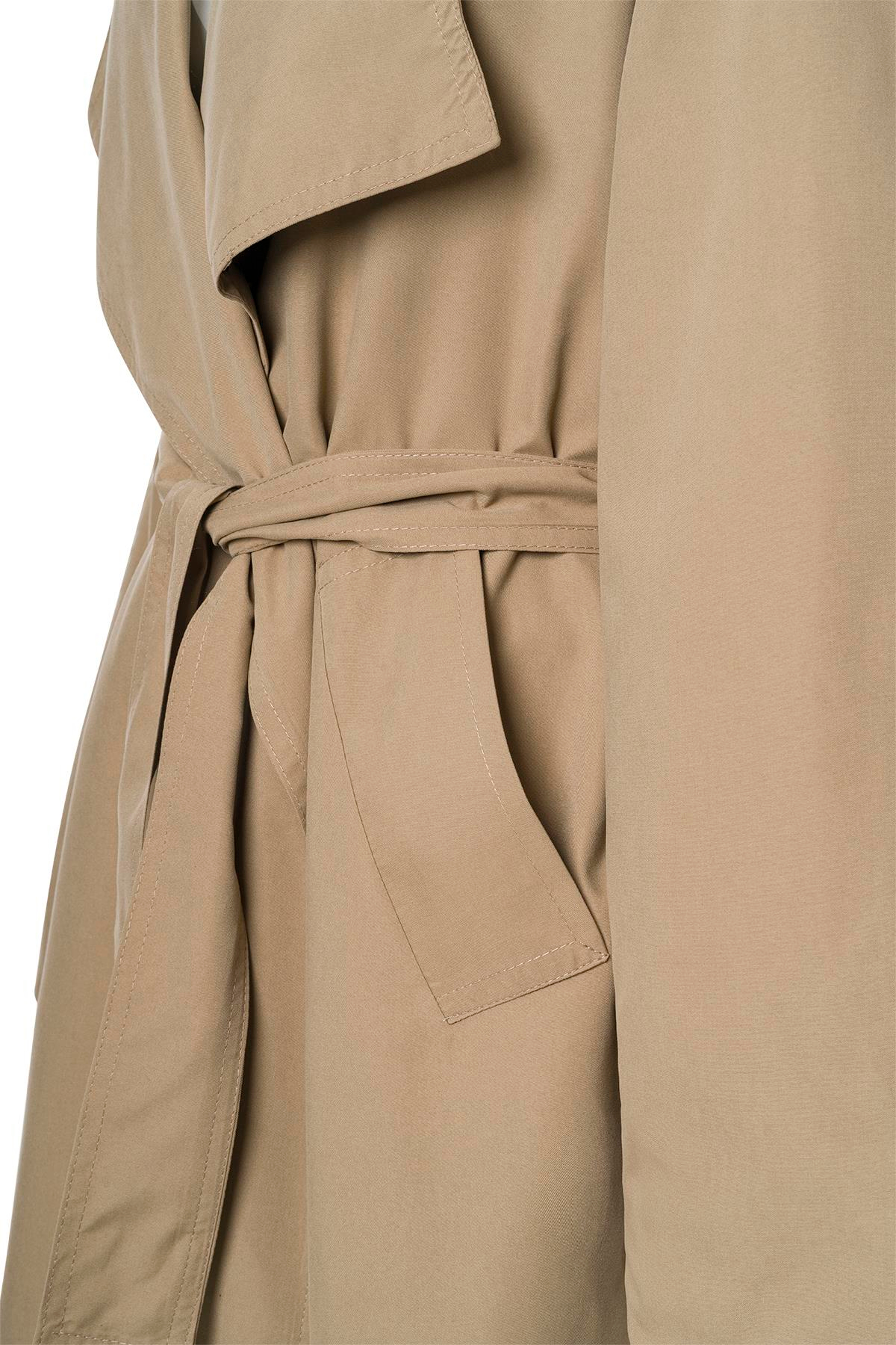 Camel Kuşaklı Mevsimlik İnce Trençkot CAMEL