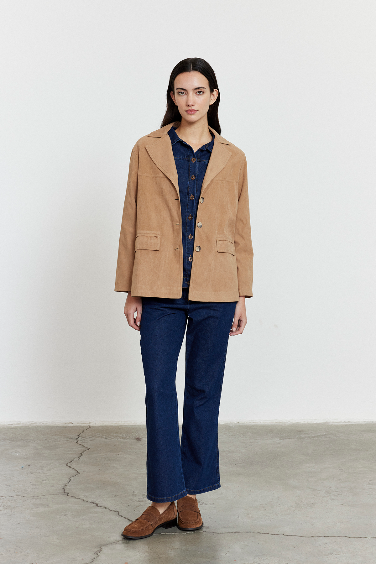 Camel Süet Düğmeli Ceket CAMEL