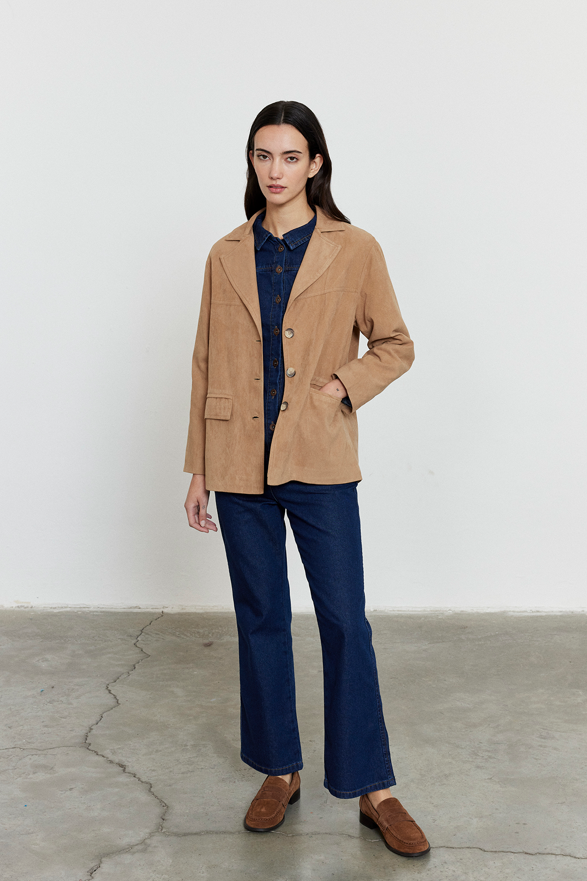 Camel Süet Düğmeli Ceket CAMEL