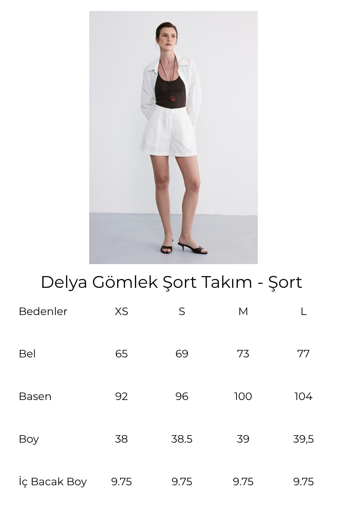 Delya Gömlek Şort Takım Beyaz
