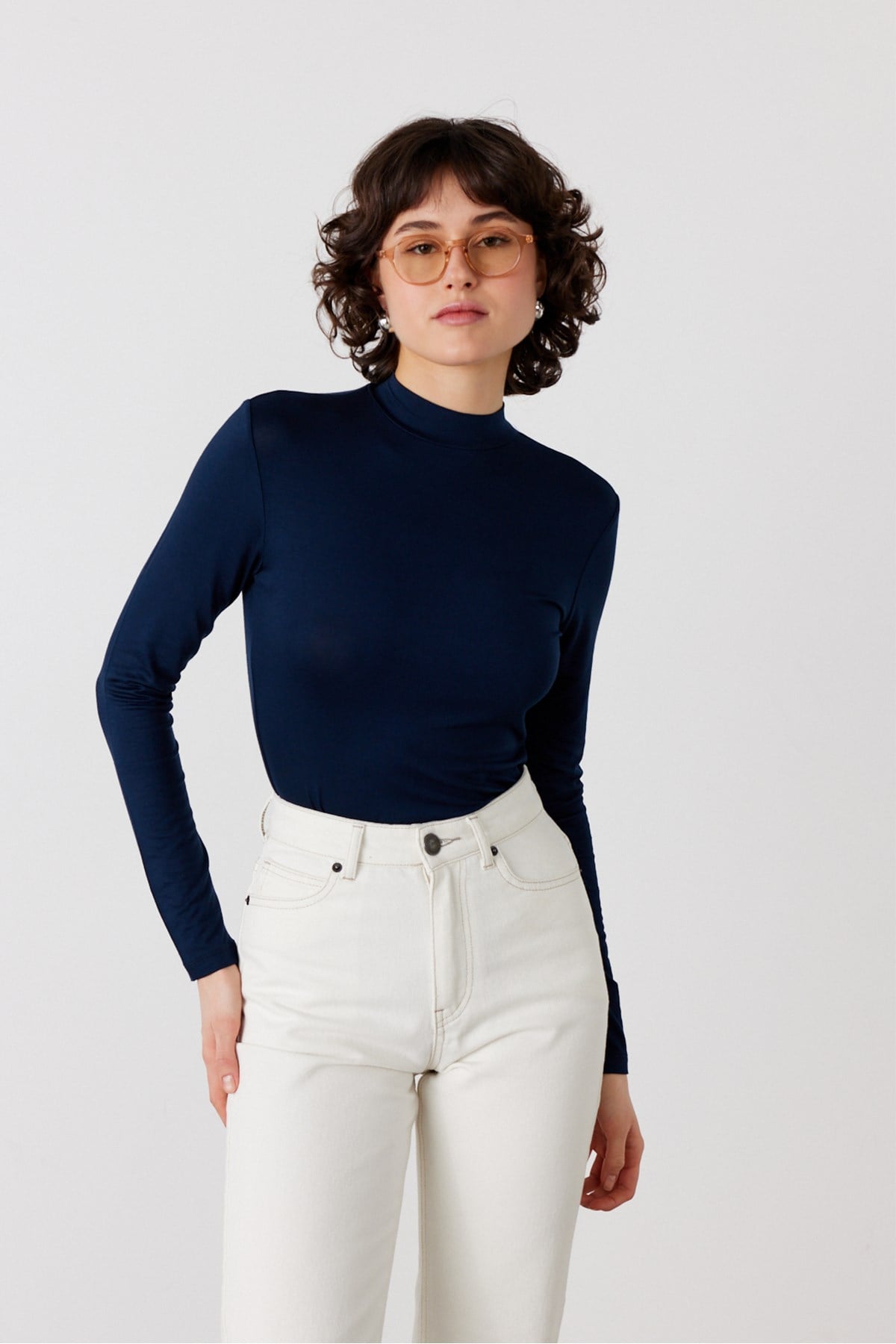 Dik Yaka Basic Body Lacivert