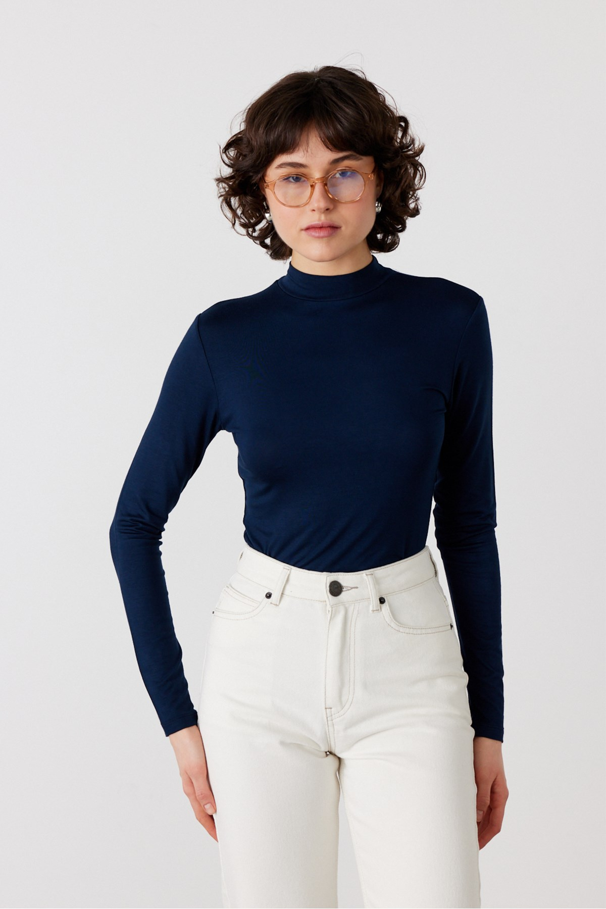 Dik Yaka Basic Body Lacivert