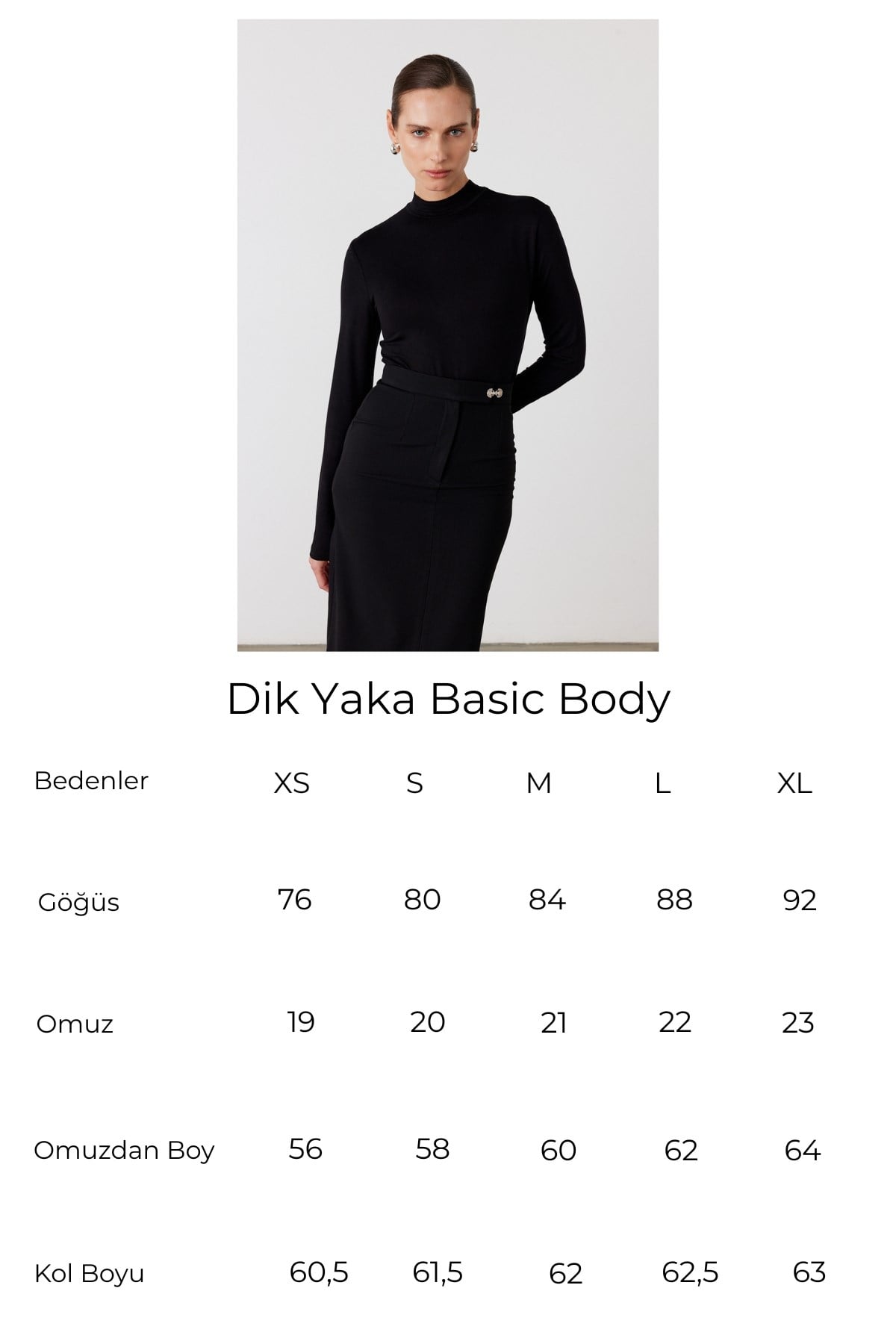 Dik Yaka Basic Body Siyah