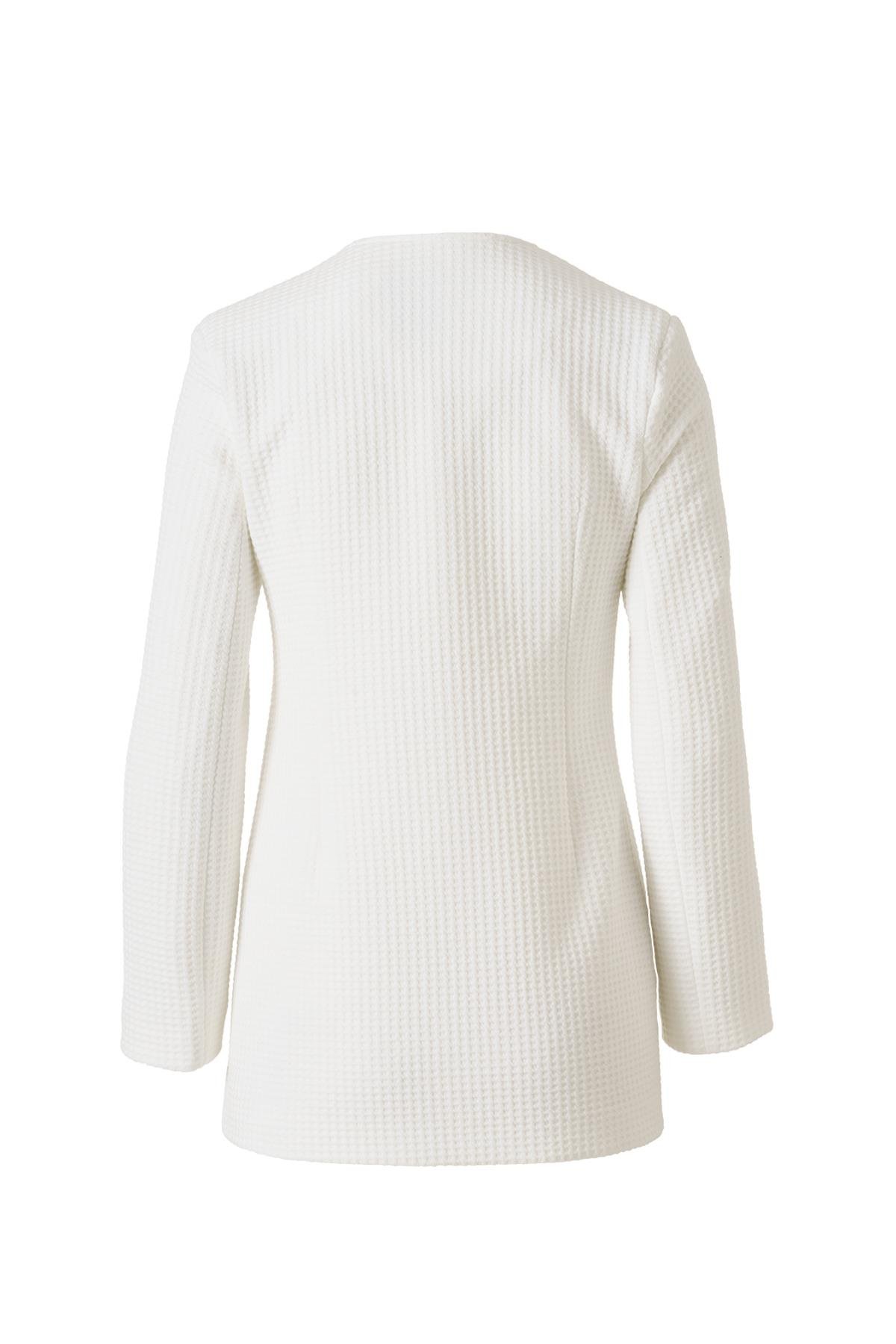 Dokulu Blazer Etek Takım Beyaz