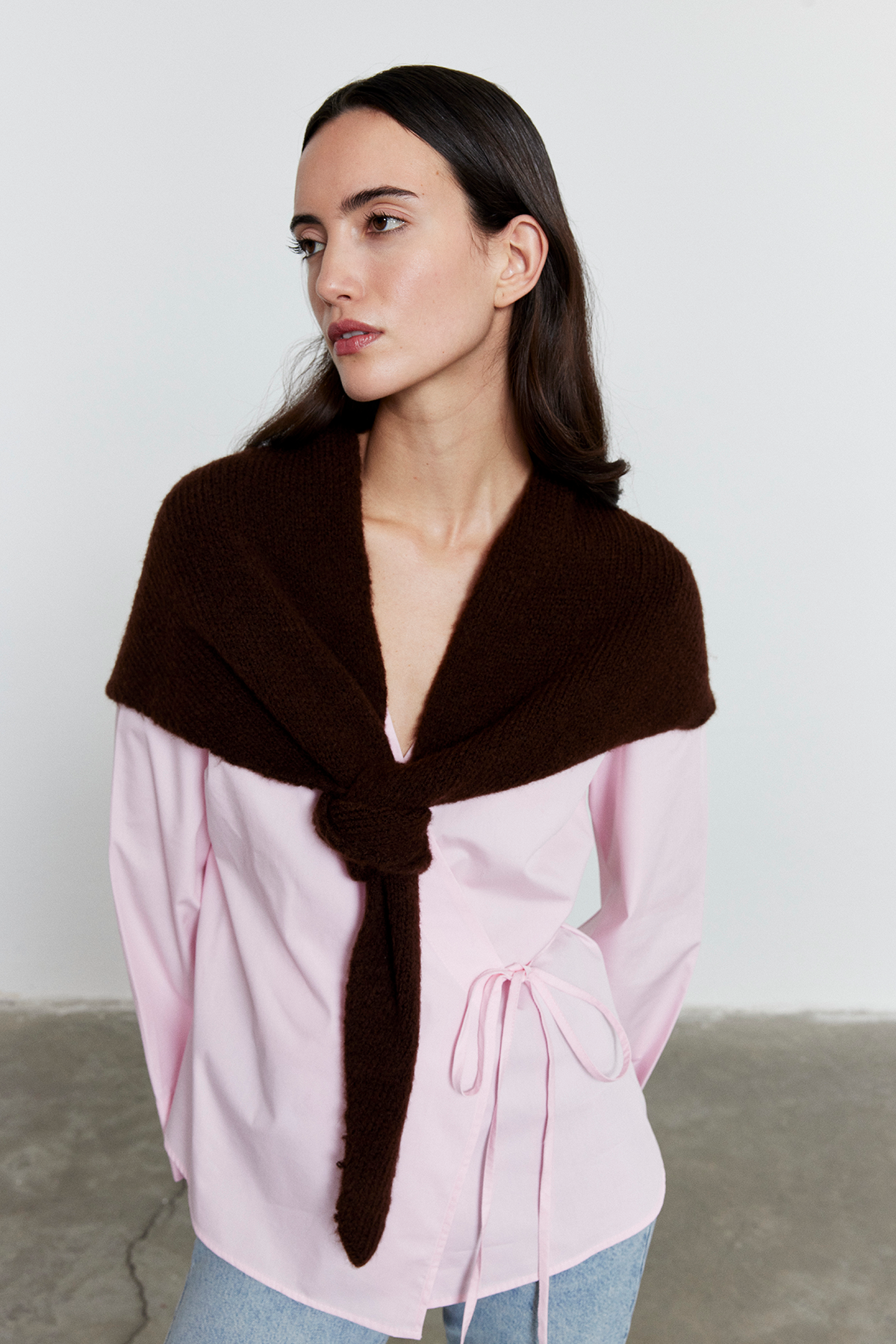 Düz Triko Fular Acı Kahve