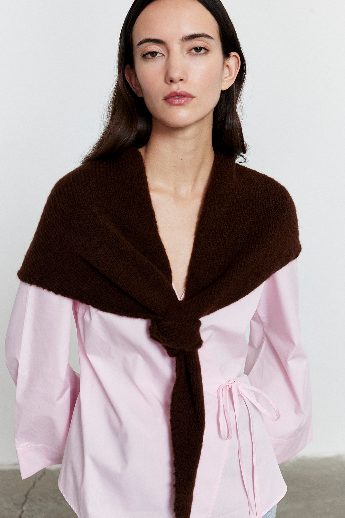 Düz Triko Fular Acı Kahve