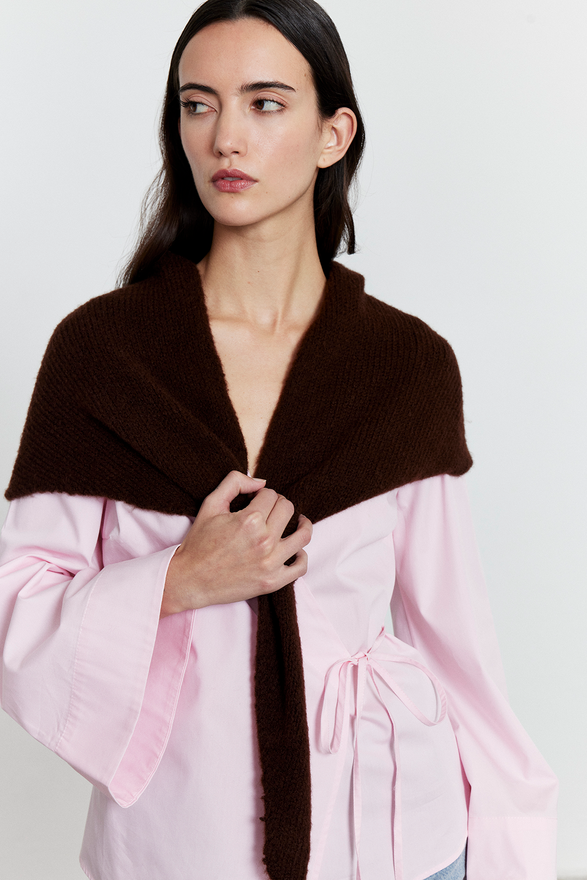 Düz Triko Fular Acı Kahve