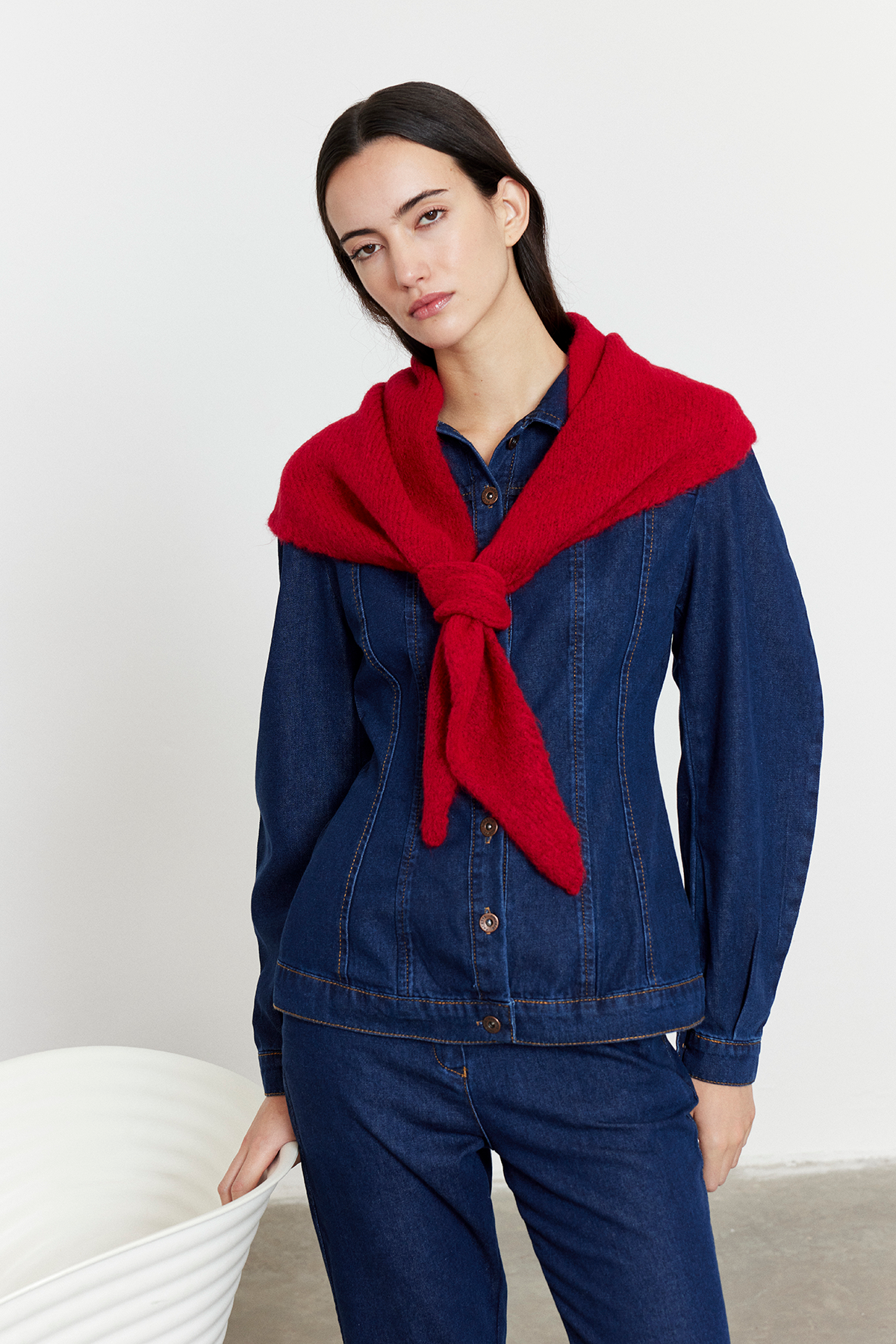 Düz Triko Fular Kırmızı