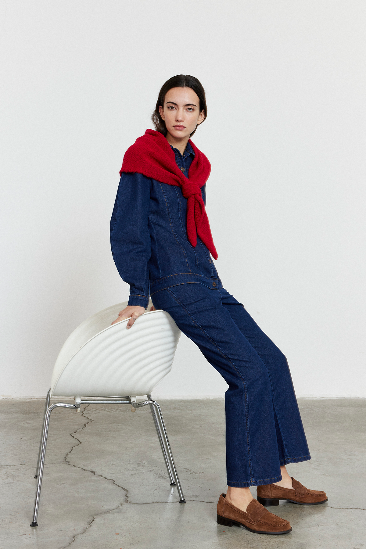 Düz Triko Fular Kırmızı