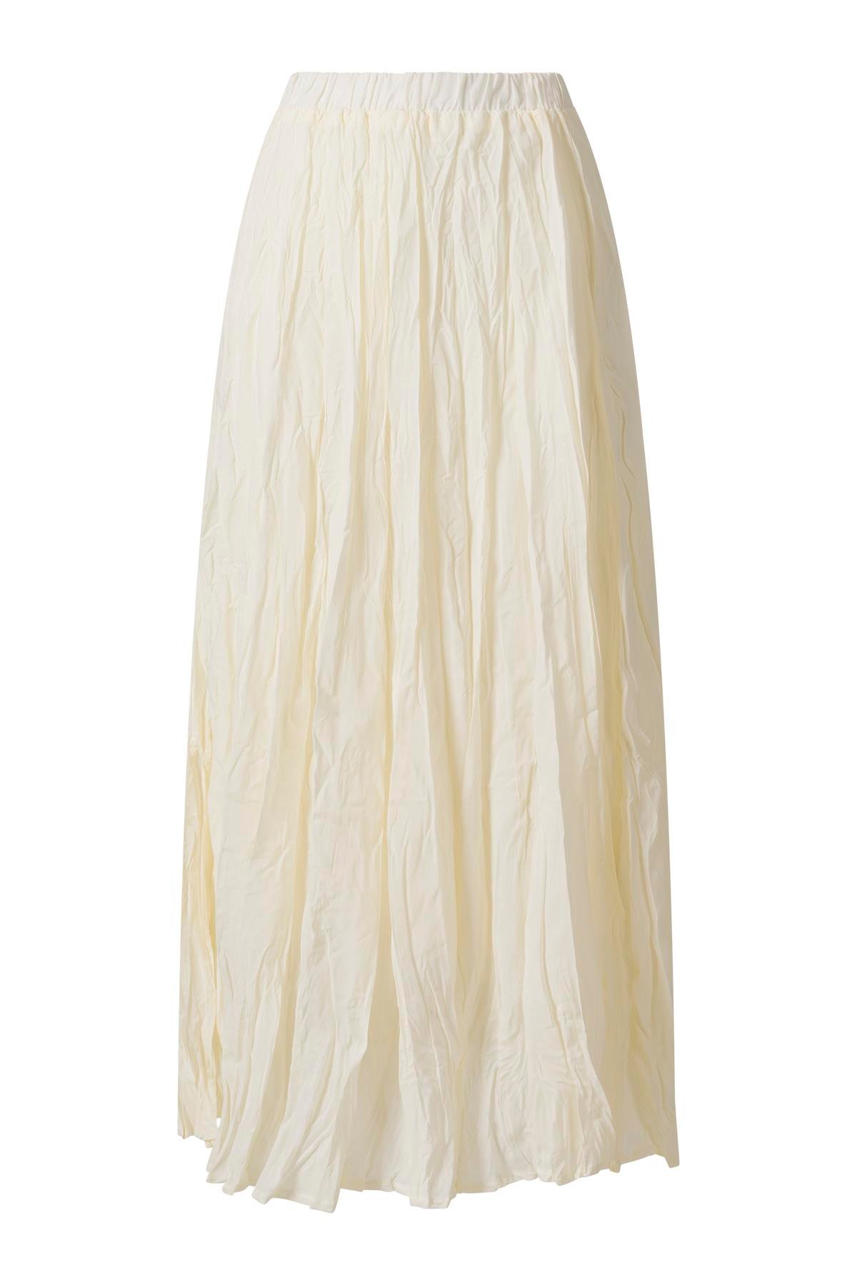 Ekru Beli Lastikli Midi Etek EKRU