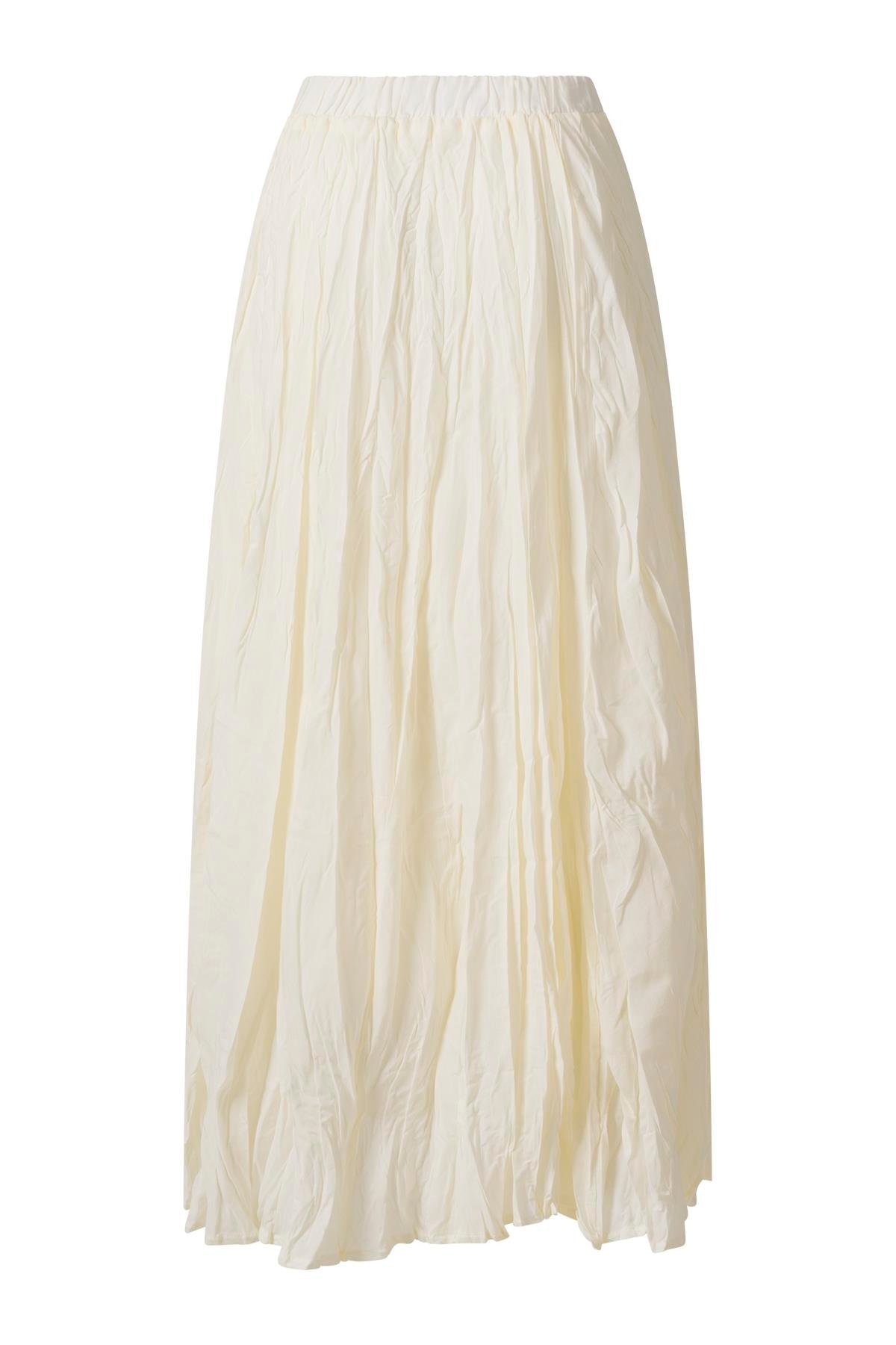 Ekru Beli Lastikli Midi Etek EKRU