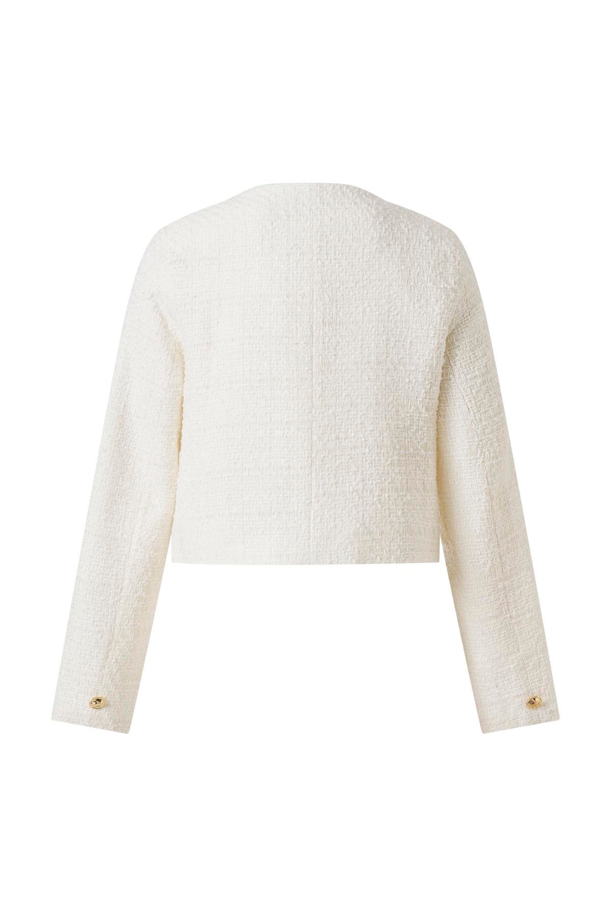 Ekru Düğme Detay Tüvid Ceket EKRU