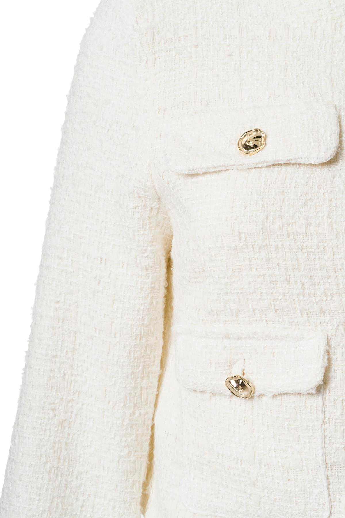 Ekru Düğme Detay Tüvid Ceket EKRU