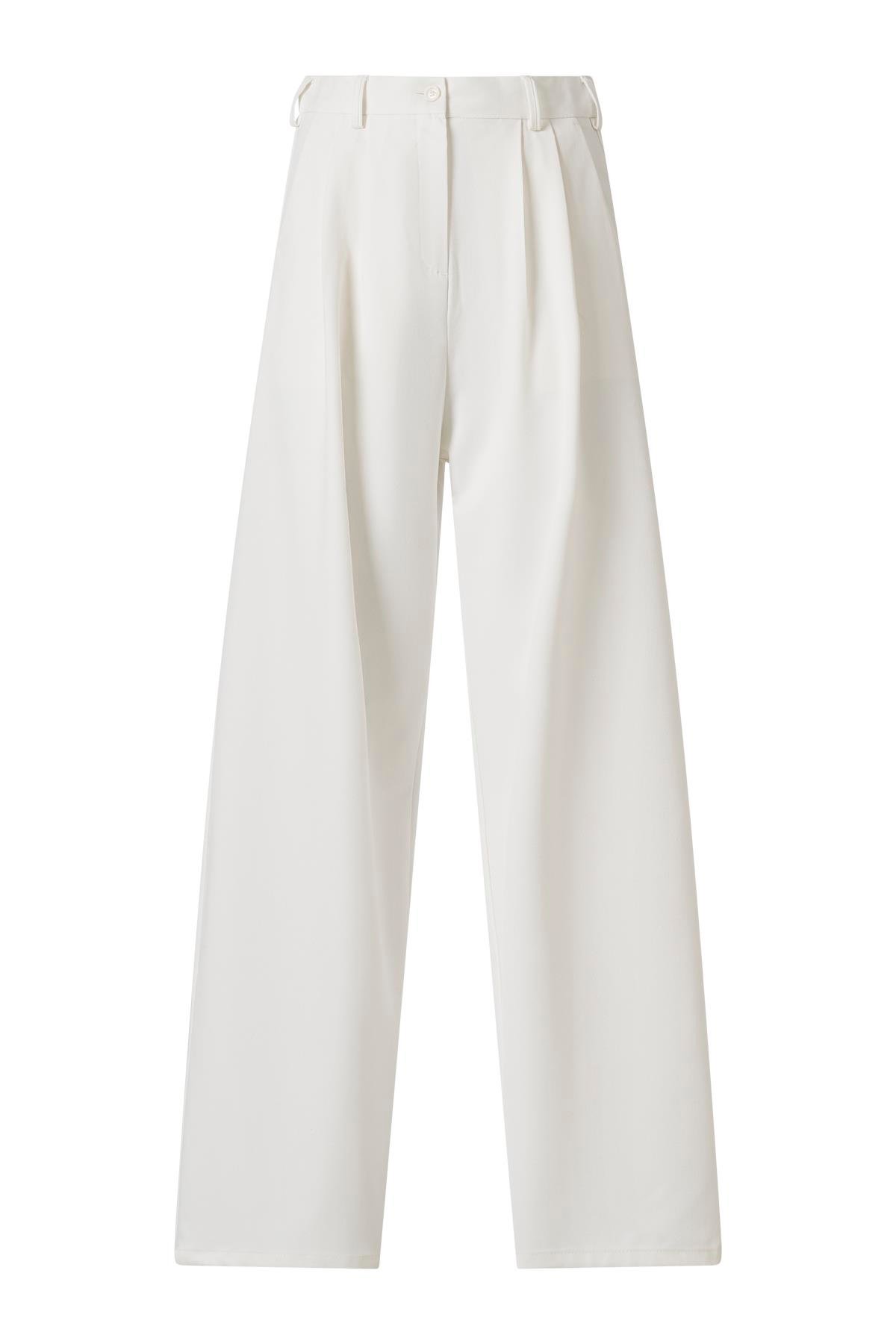 FC Ekru Lastikli Yüksek Bel Palazzo Pantolon EKRU