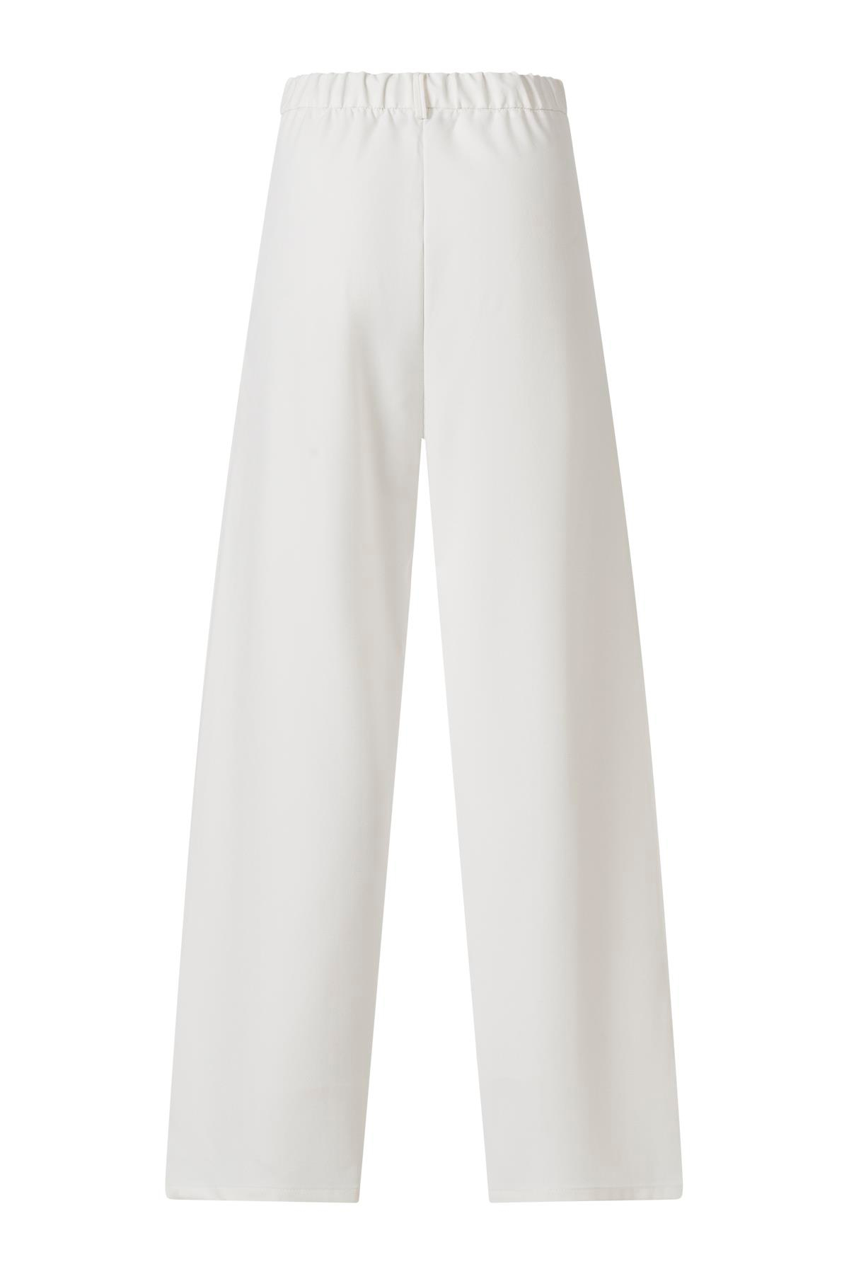 FC Ekru Lastikli Yüksek Bel Palazzo Pantolon EKRU