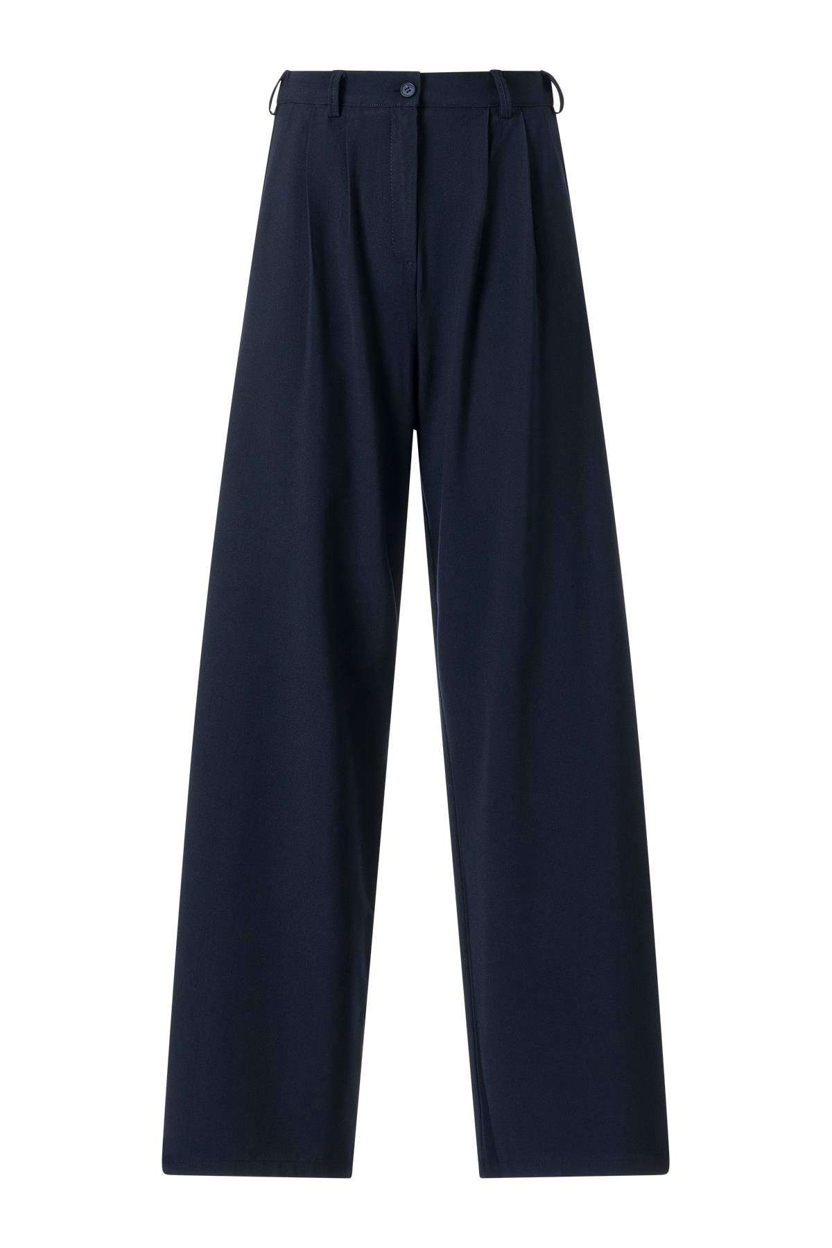 FC Lacivert Lastikli Yüksek Bel Palazzo Pantolon LACİVERT