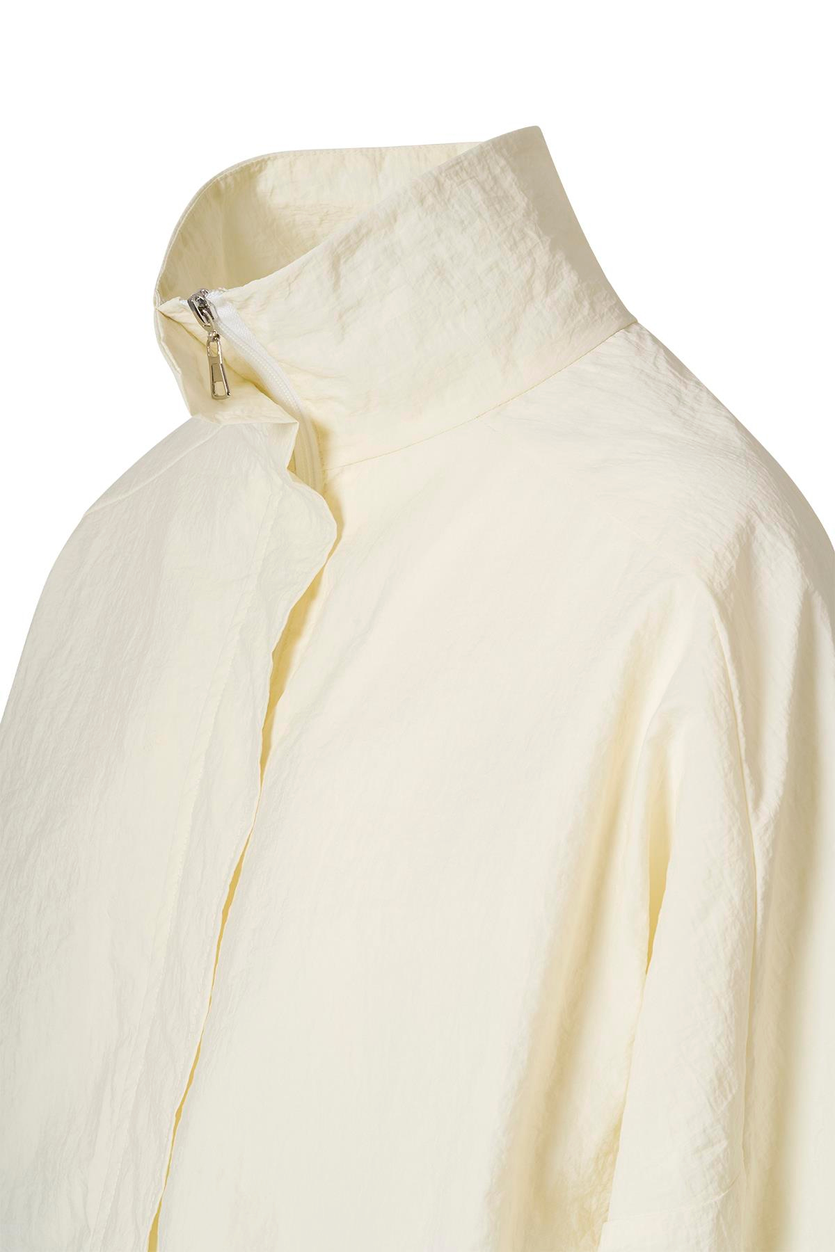 Fermuarlı Oversize Ceket Ekru