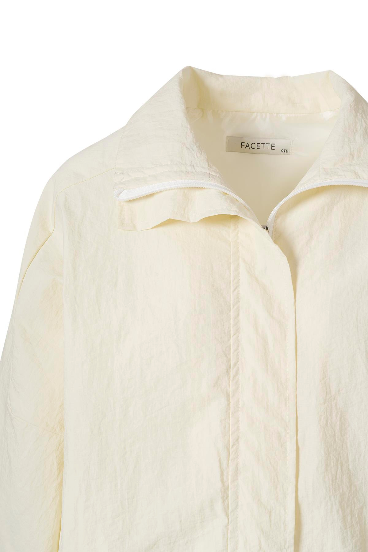 Fermuarlı Oversize Ceket Ekru