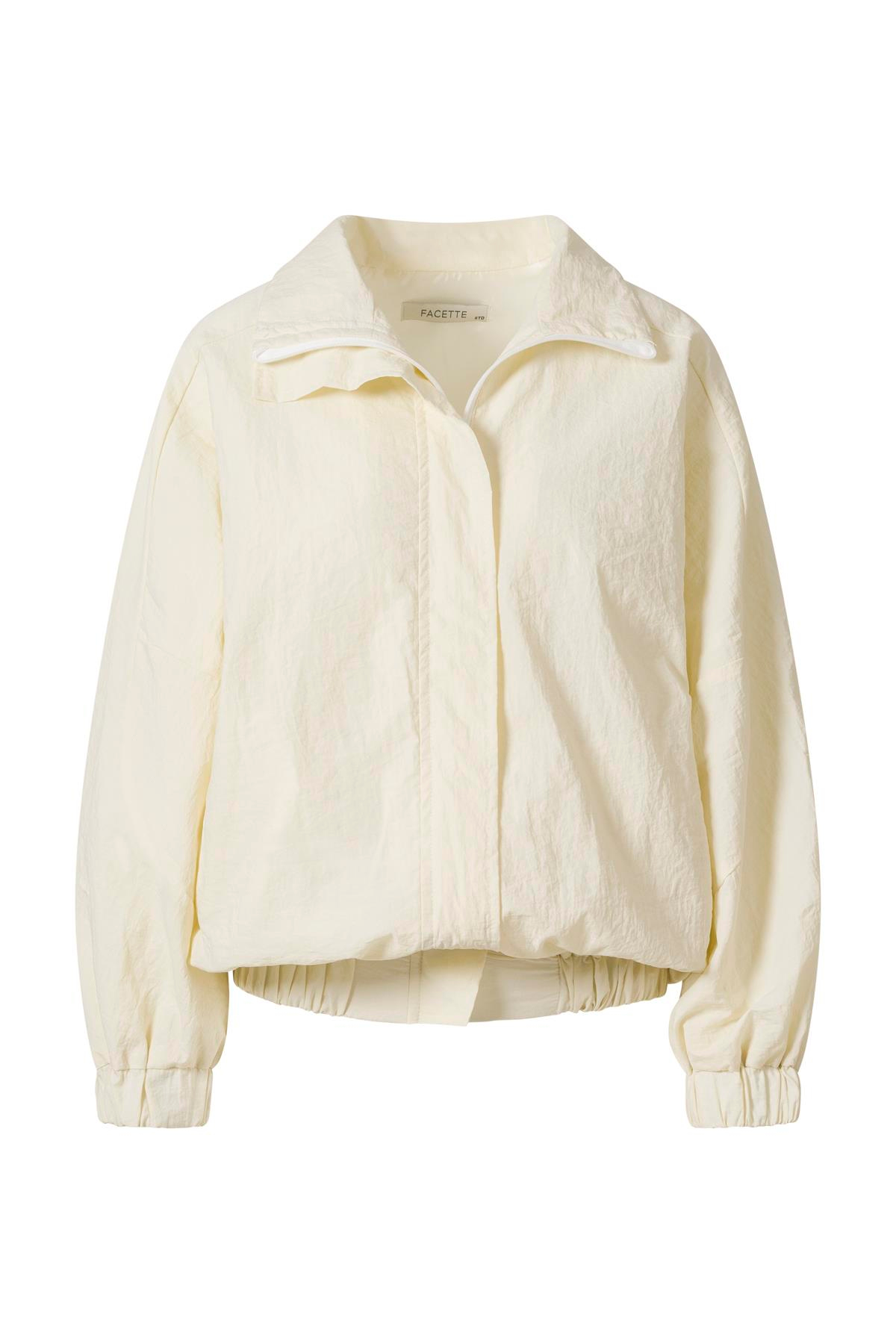 Fermuarlı Oversize Ceket Ekru