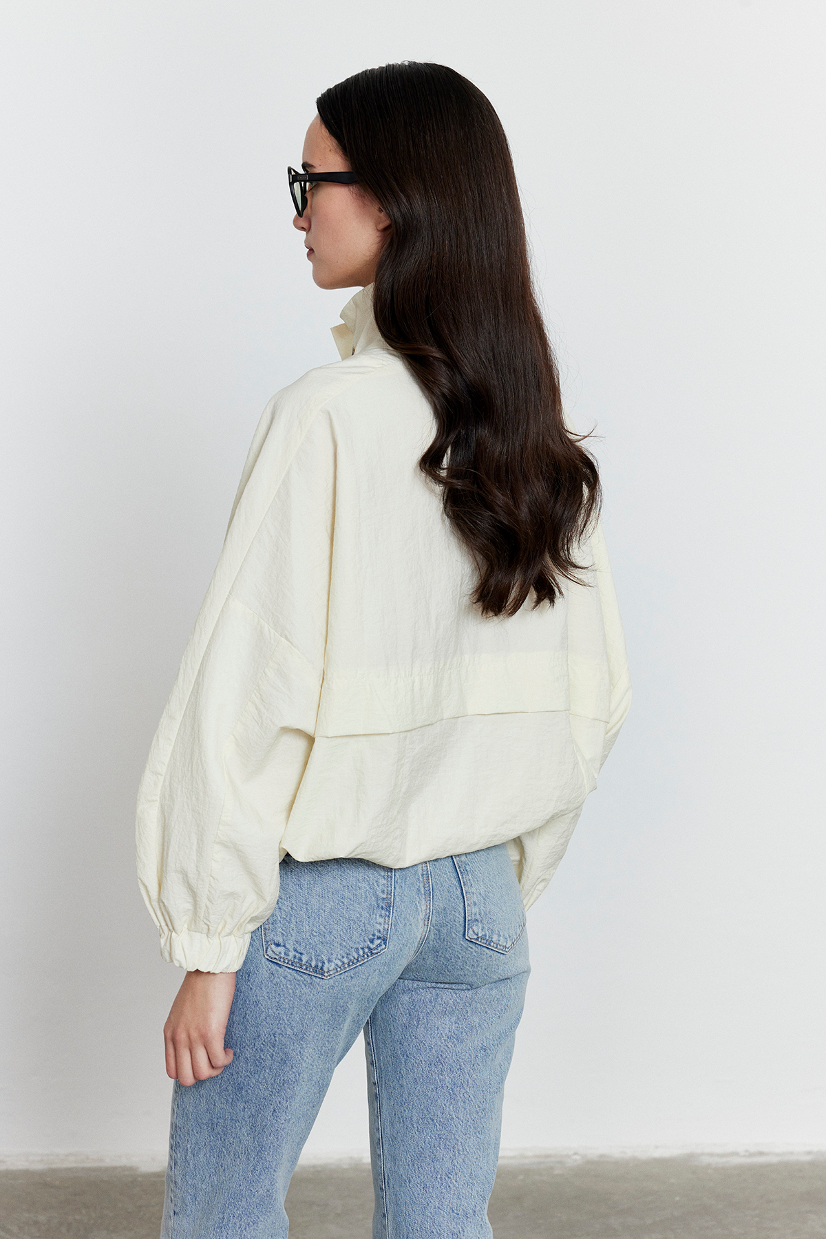 Fermuarlı Oversize Ceket Ekru