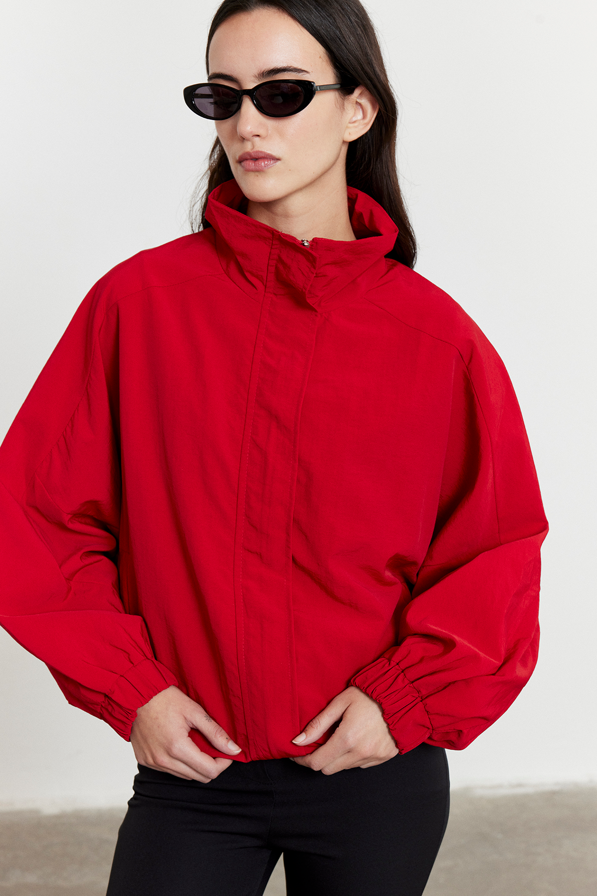 Fermuarlı Oversize Ceket Kırmızı