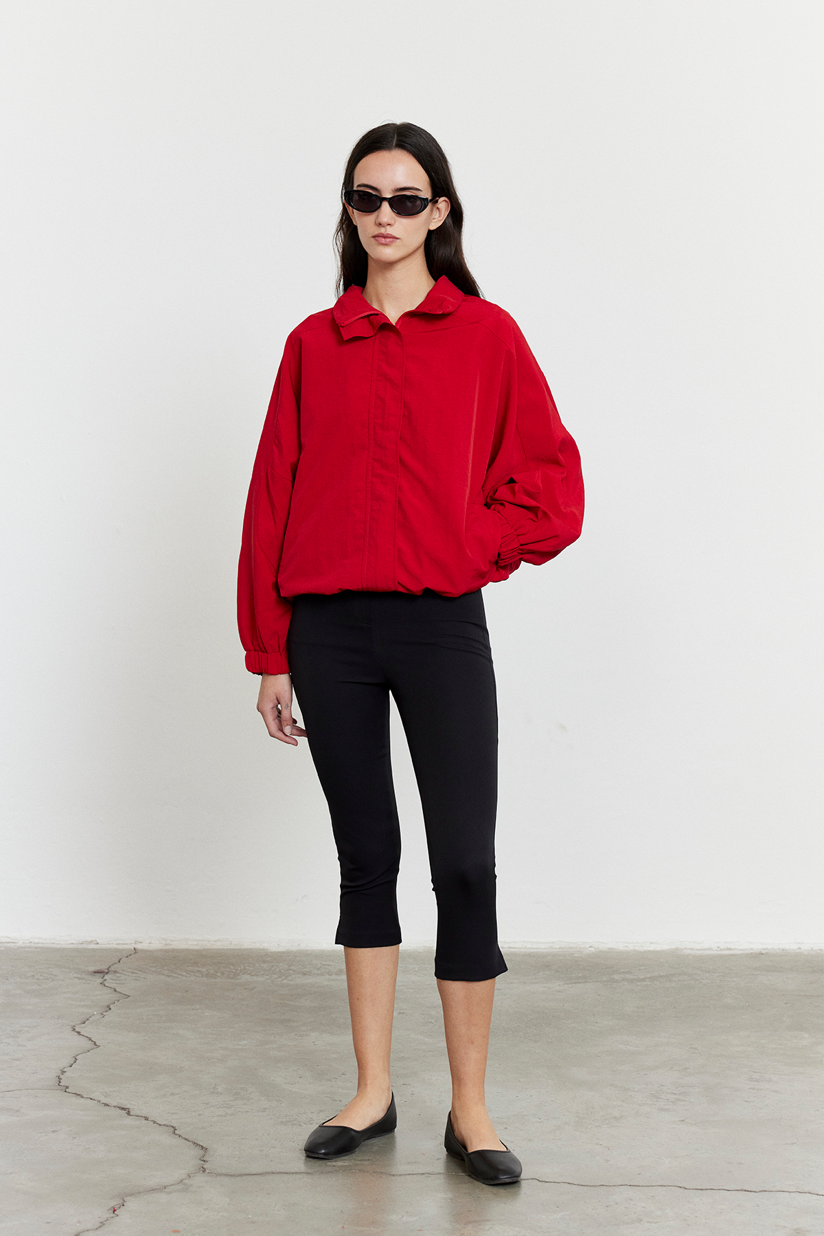 Fermuarlı Oversize Ceket Kırmızı