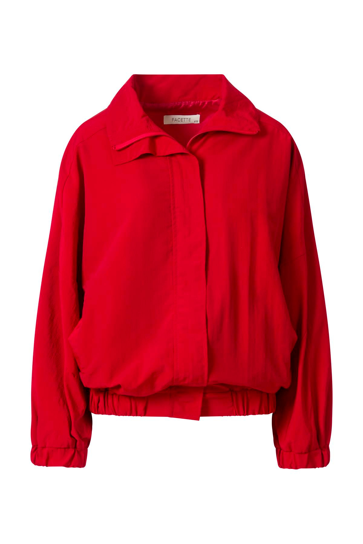 Fermuarlı Oversize Ceket Kırmızı