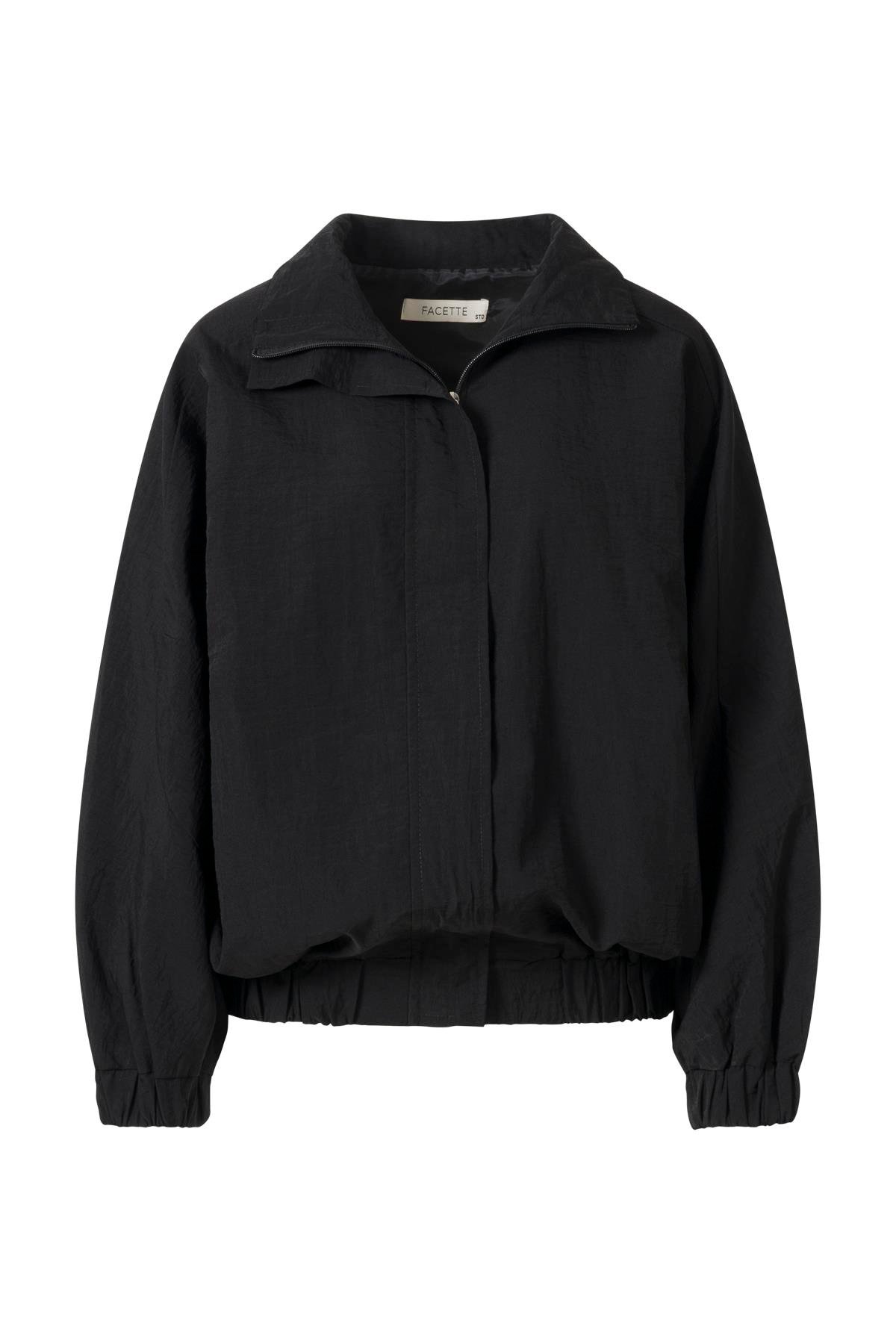 Fermuarlı Oversize Ceket Siyah