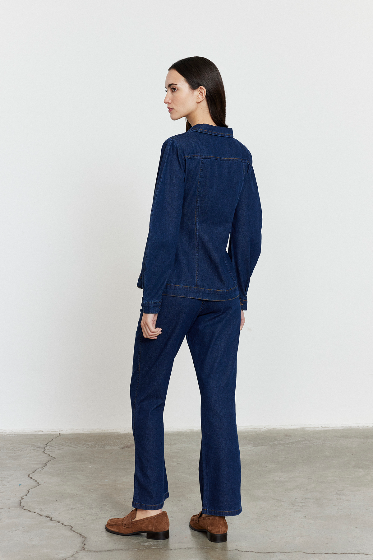 Fitted Kesim Denim Ceket Mavi