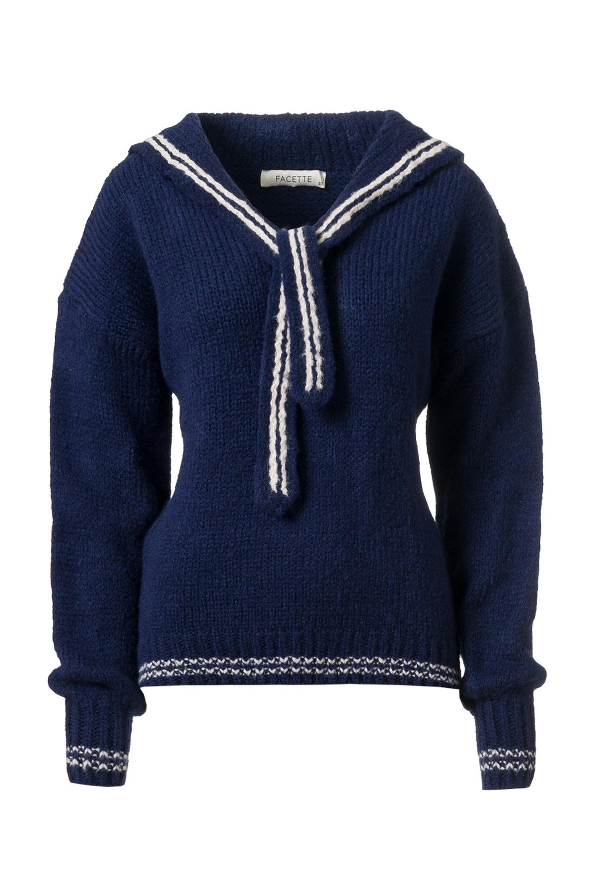 Fular Detaylı Kolej Kazak Lacivert