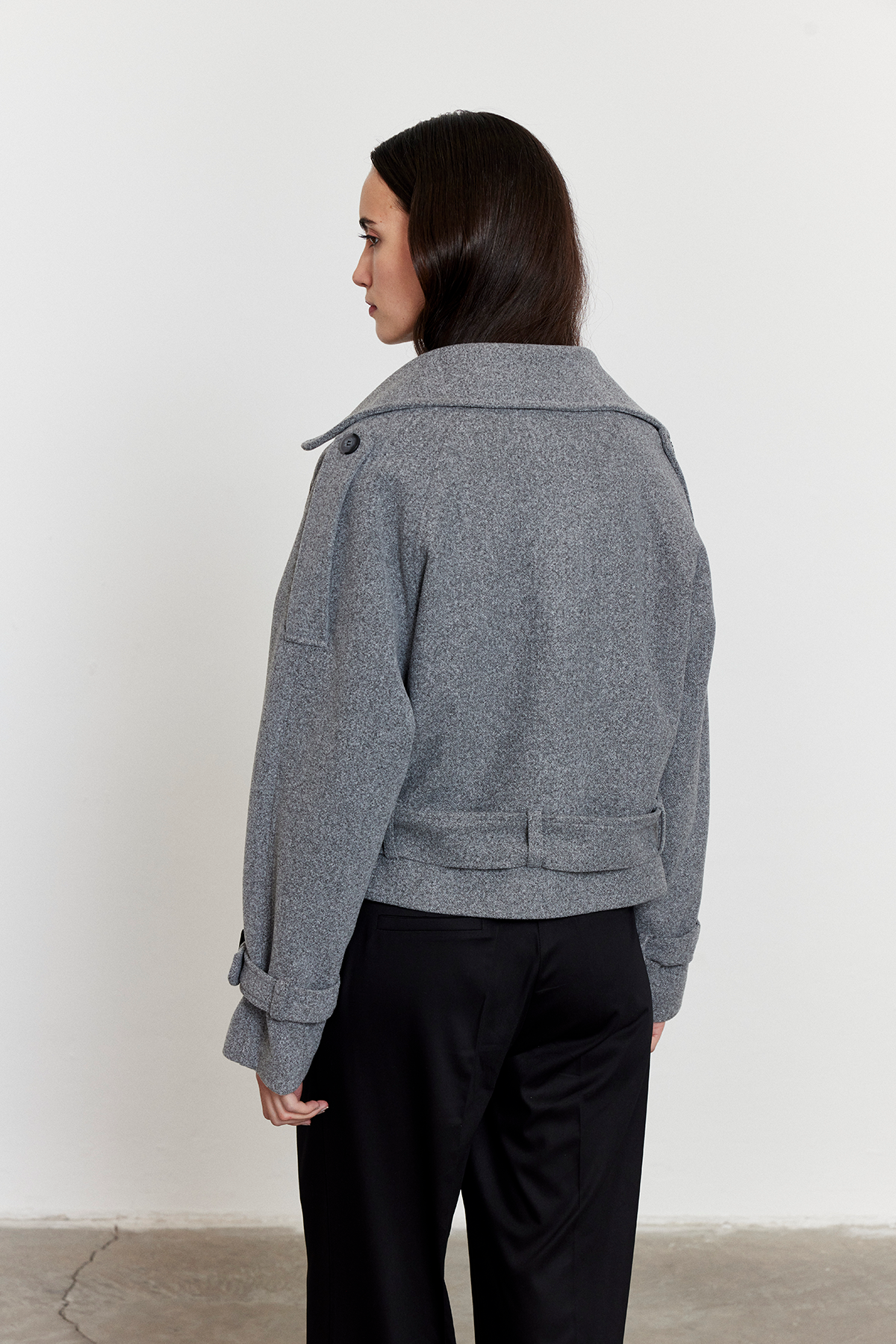 Gri Apoletli Kısa Kaşe Kaban GRİ