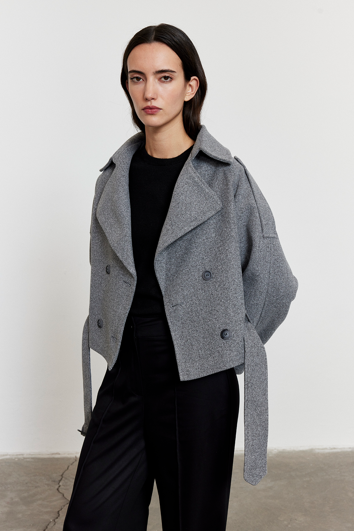 Gri Apoletli Kısa Kaşe Kaban GRİ