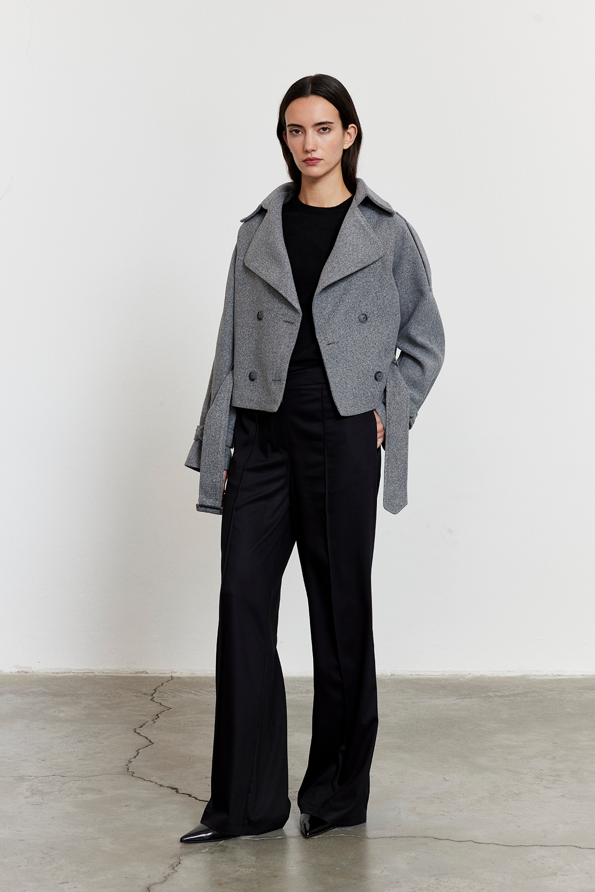 Gri Apoletli Kısa Kaşe Kaban GRİ