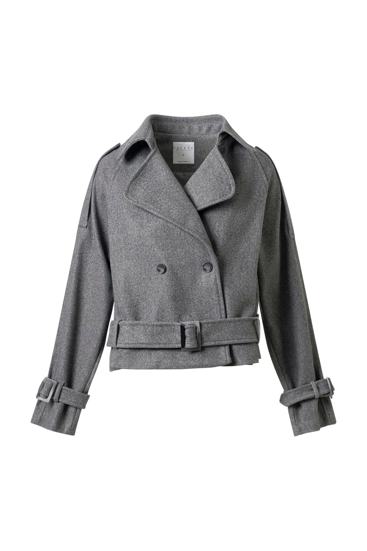 Gri Apoletli Kısa Kaşe Kaban GRİ