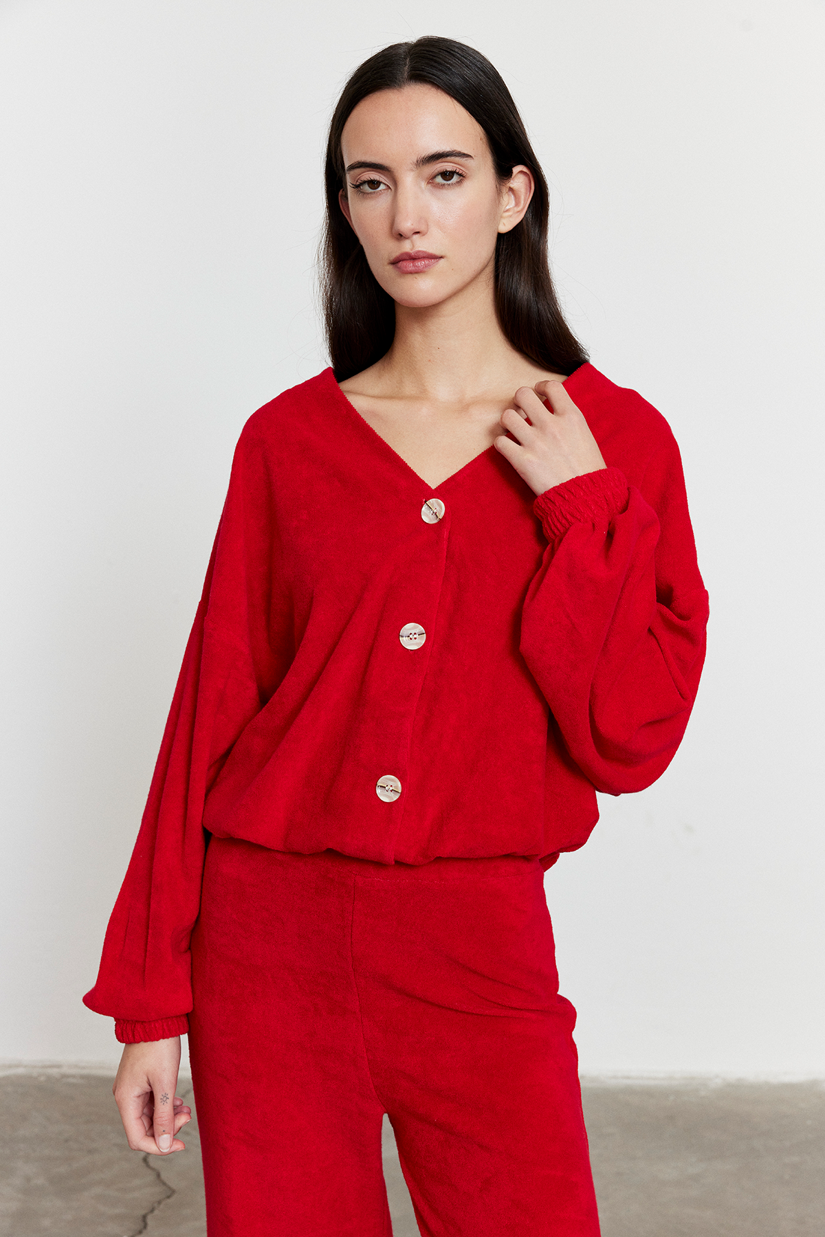 Havlu Kumaş Hırka Kırmızı